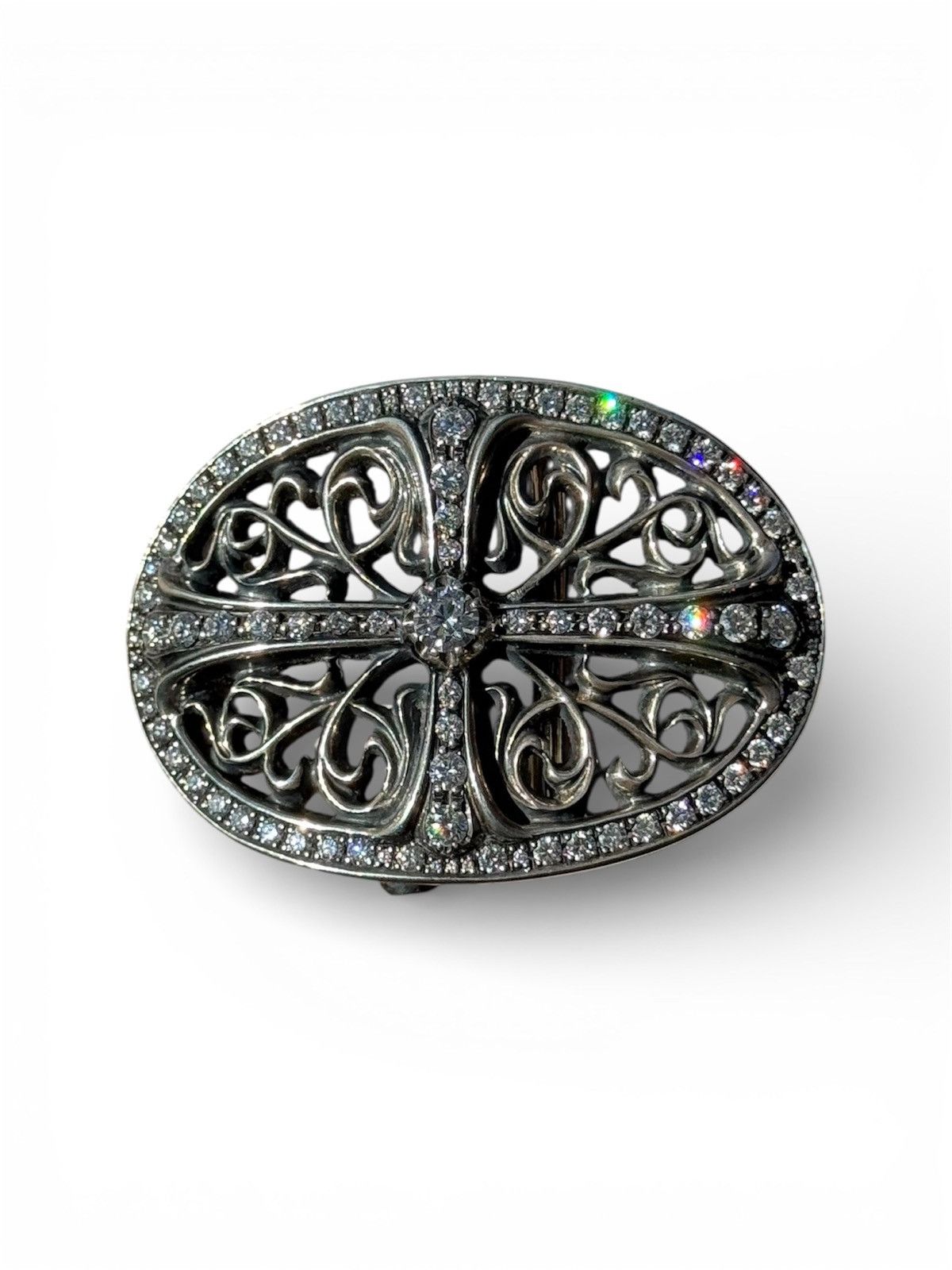 Chrome Hearts Chrome Hearts Pave Diamond Sterling Silver Oval Belt Buckle Size ONE SIZE - 3 Thumbnail