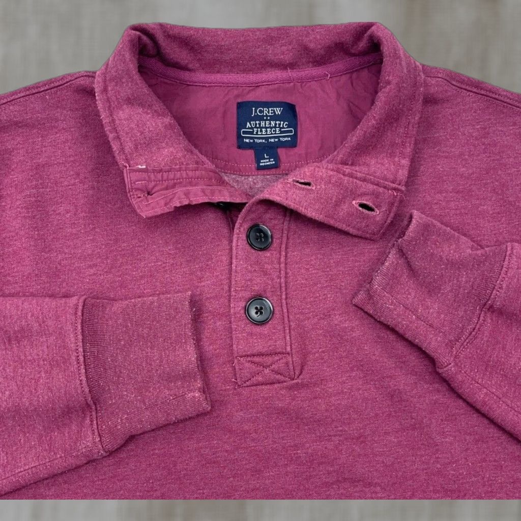 J.Crew J.CREW Sweater Men Large Pink Pullover Fleece Henley Mock Neck Preppy Sweatshirt Knit Style Solid Casualwear Shirt? Size US L / EU 52-54 / 3 - 1 Thumbnail