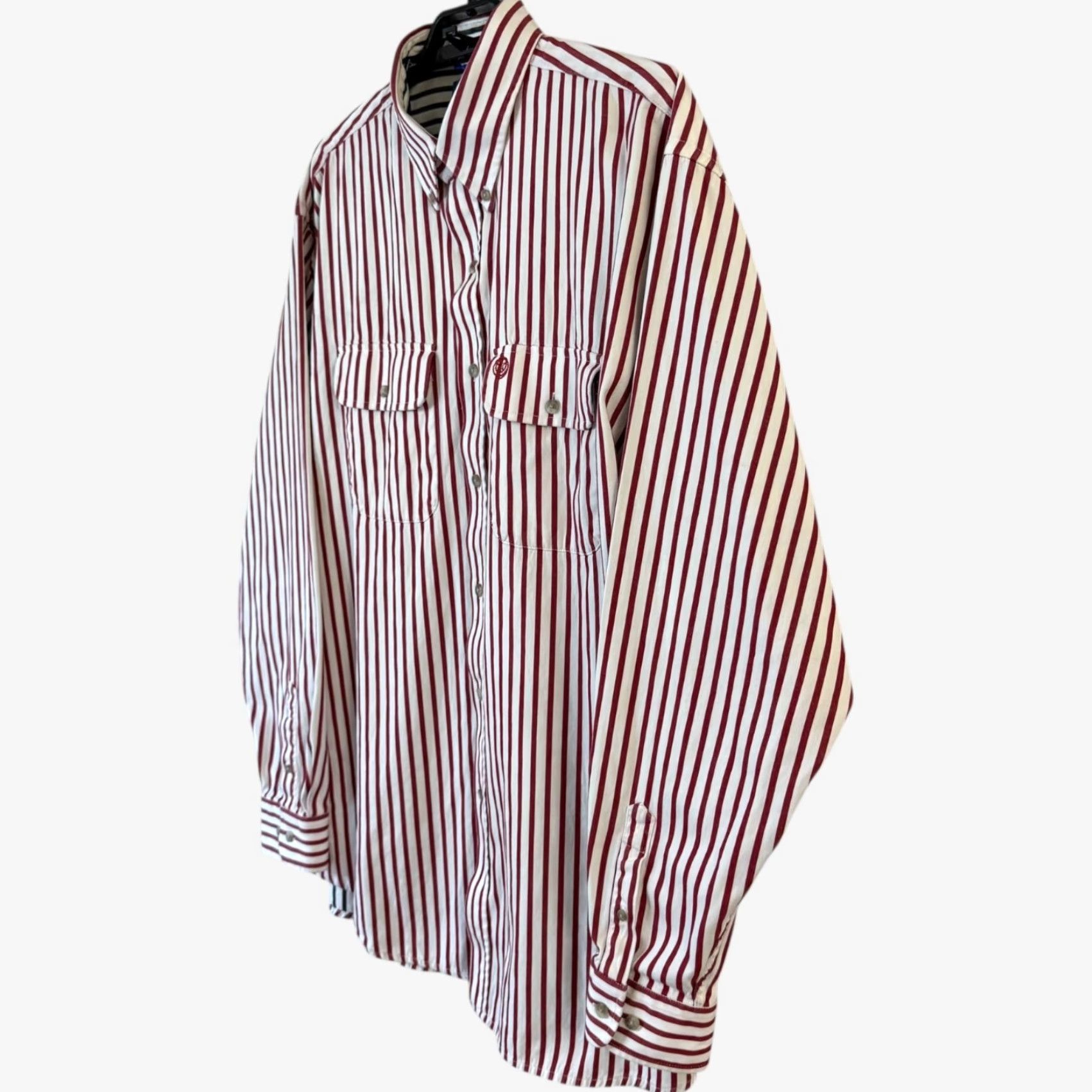 Wrangler VINTAGE Wrangler George Strait Cowboy Shirt Men's XL Striped Button-Down Western Cotton Embroidered Pockets Red & White" Size US XL / EU 56 / 4 - 2 Thumbnail