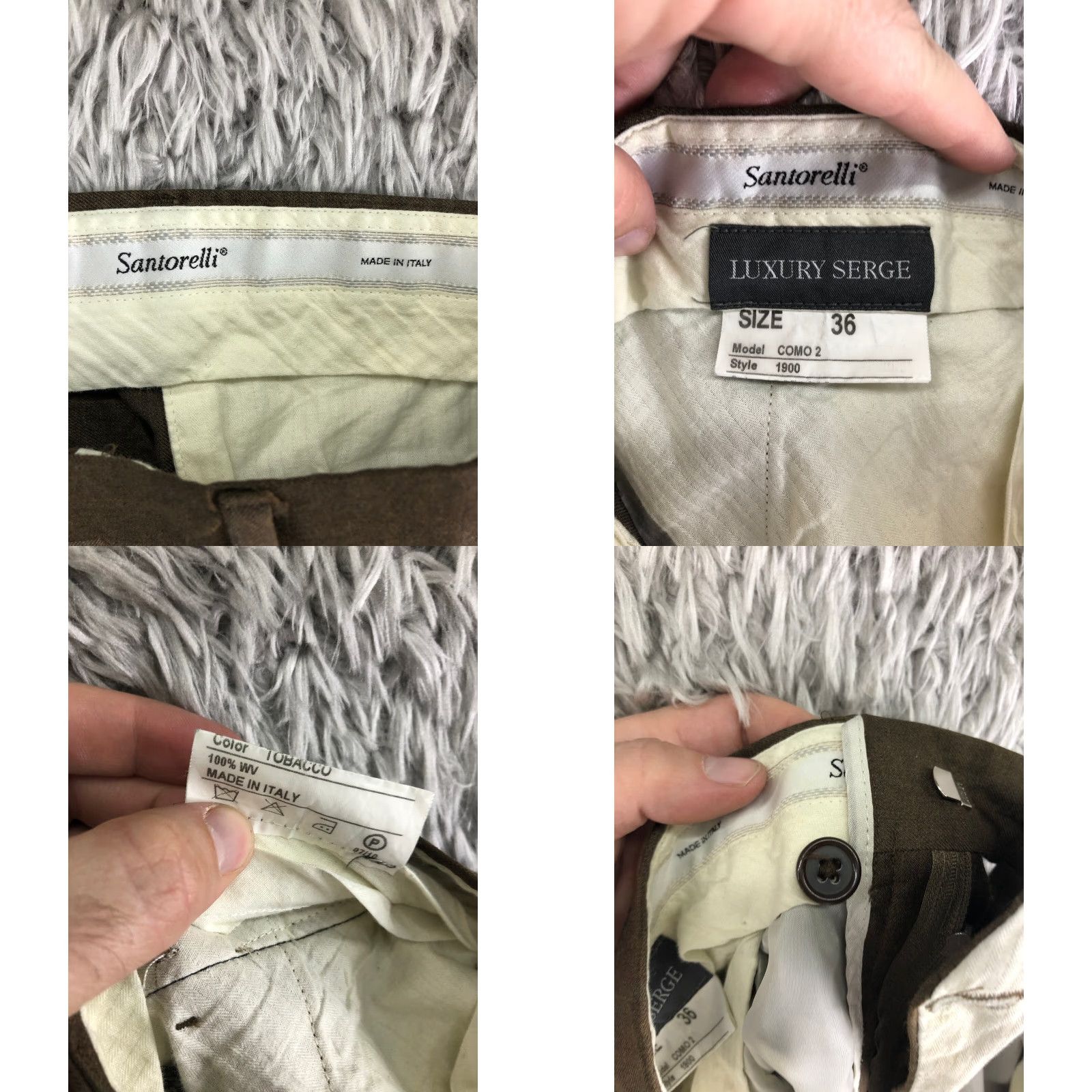Vintage Santorelli Luxury Serge Mens Size 36 Brown Slack Dress Pants Mens Regular Straight Front Wool Belt Loops Wool Dress Pants Brown 36 Regular Mens Size US 36 / EU 52 - 8 Thumbnail