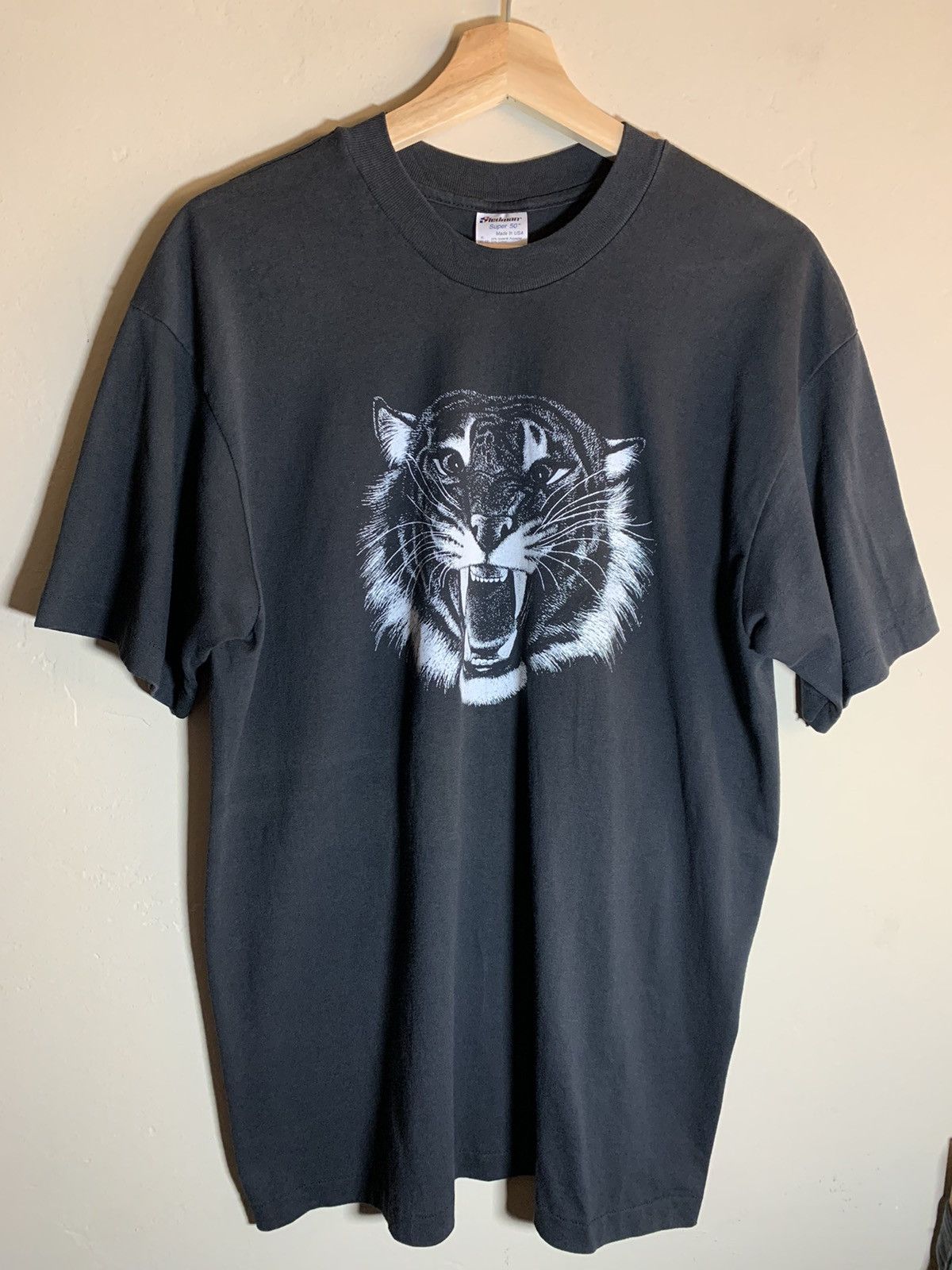 Vintage *RARE* Vintage 80’s Tiger Art Single Stitch Stedman T-Shirt Size US XL / EU 56 / 4 - 1 Thumbnail