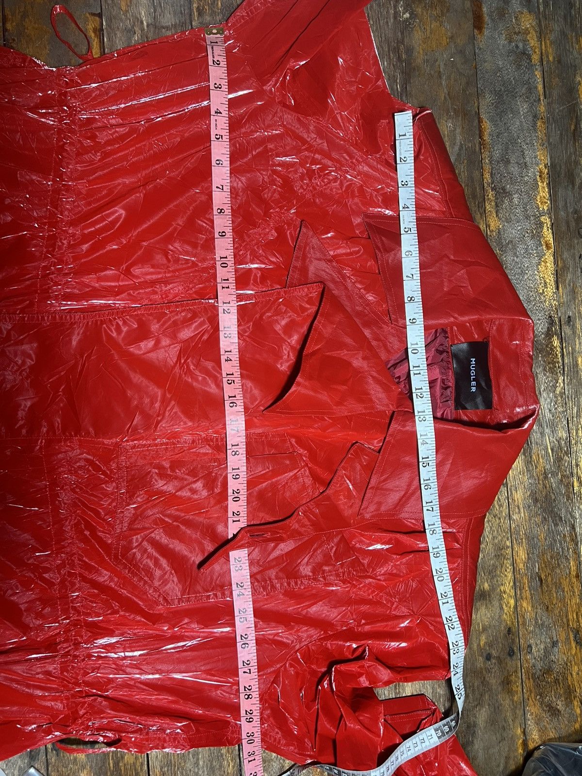 Mugler Belted Glossy Red Trench Coat Size XS / US 0-2 / IT 36-38 - 16 Thumbnail