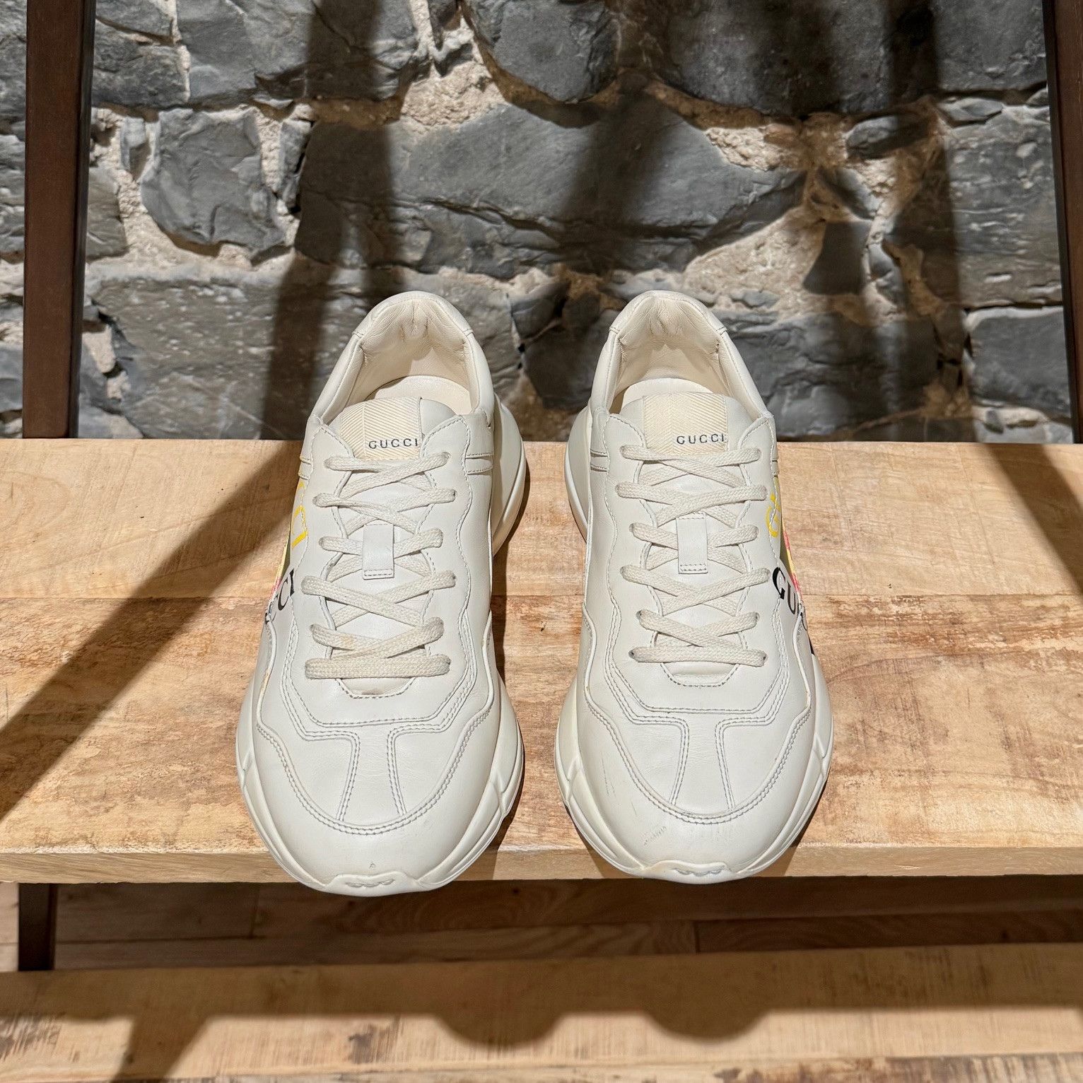 Gucci Gucci Ivory "Vintage" Square Logo Rhyton Chunky Sneakers Size US 8 / EU 41 - 3 Thumbnail