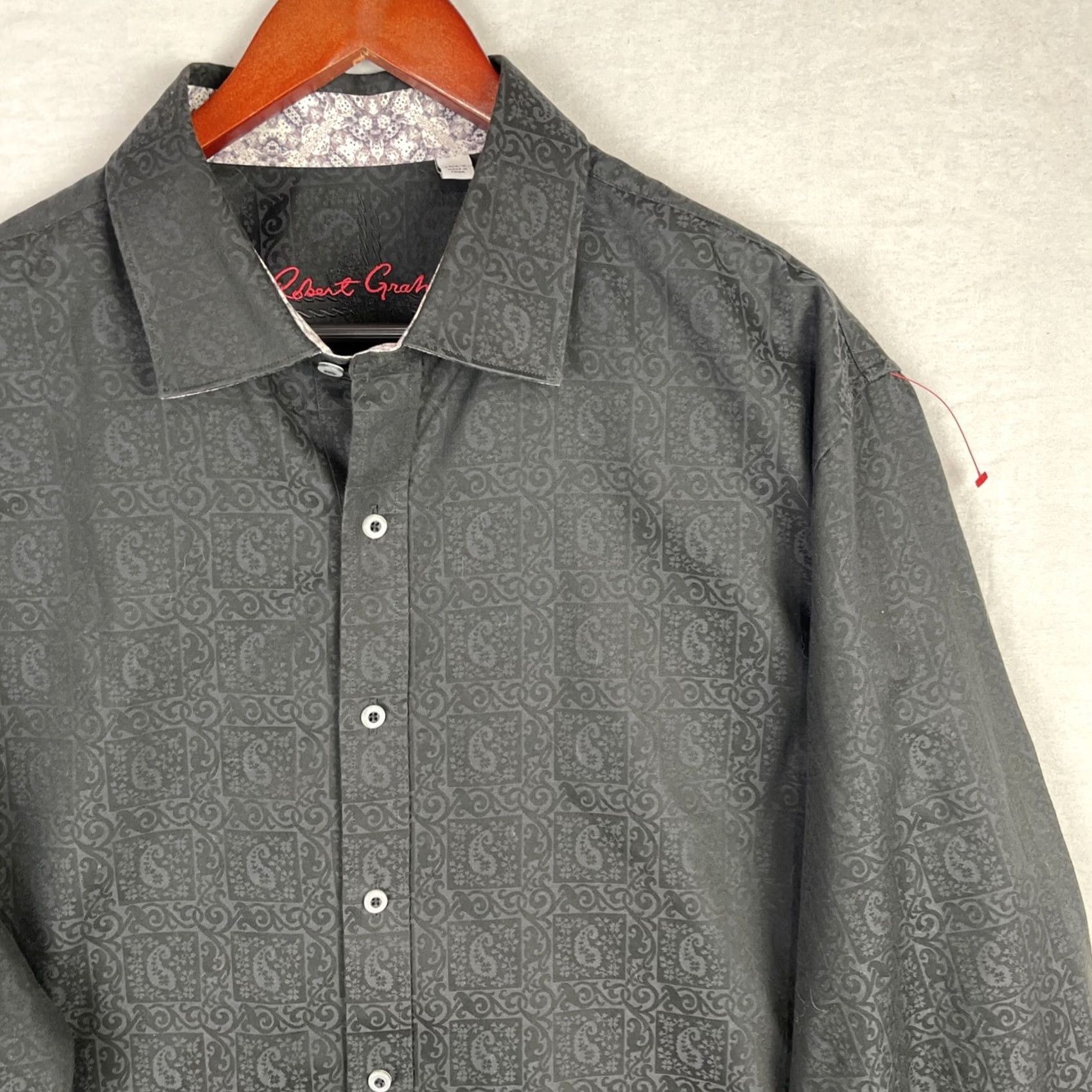 Robert Graham Robert Graham Shirt Mens XL Tall Black Paisley Long Sleeve Button-Up Size US XL / EU 56 / 4 - 4 Thumbnail