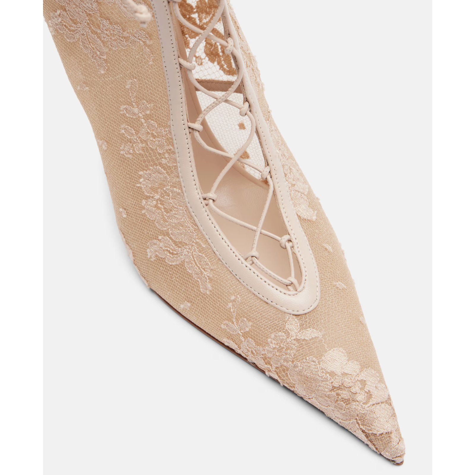 Christian Louboutin KM Lace Booty 100 Pearl Beige Lace Up Ankle Heel Bootie 40 Size US 10 / IT 40 - 12 Thumbnail