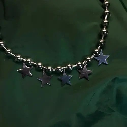 Handmade × Jewelry Star Chain Bead Necklace Punk Gothic Chrome Rock Y2K Grunge Size ONE SIZE - 2 Thumbnail