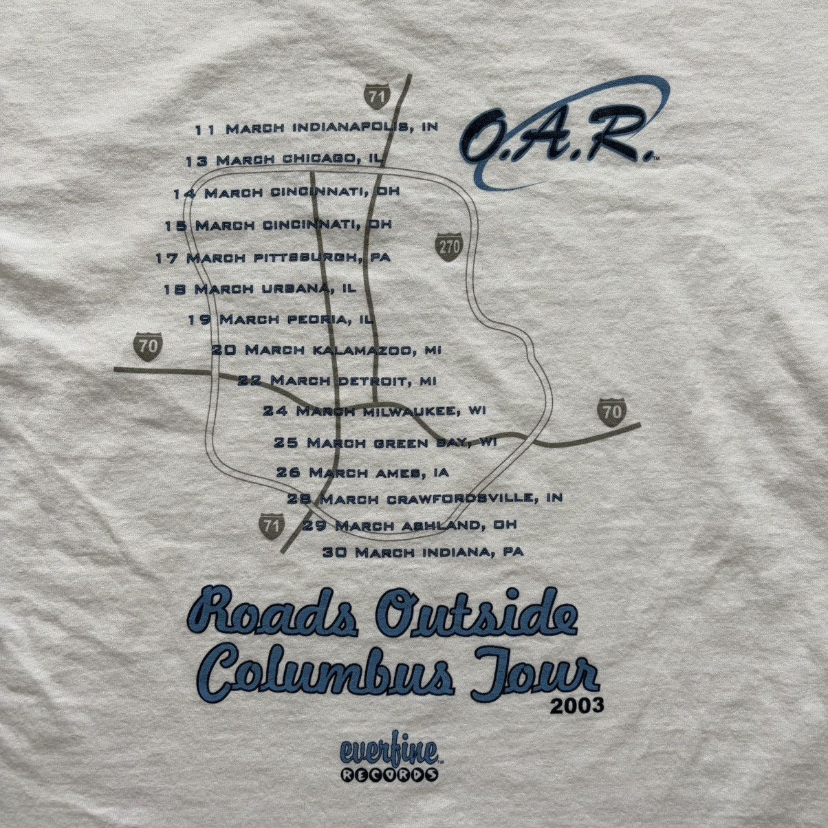 Anvil Vintage 2003 O.A.R. Roads Outside Columbus Tour T Shirt Tee Size US M / EU 48-50 / 2 - 2 Thumbnail