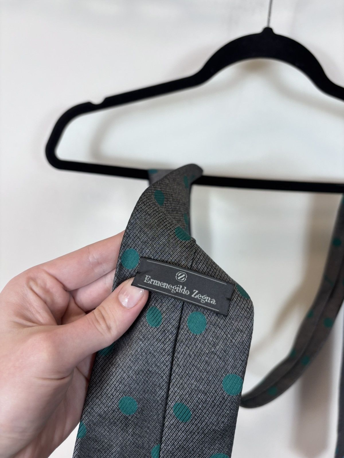 Ermenegildo Zegna Ermenegildo Zegna Grey Striped Polka Dot Silk Tie Size ONE SIZE - 3 Thumbnail