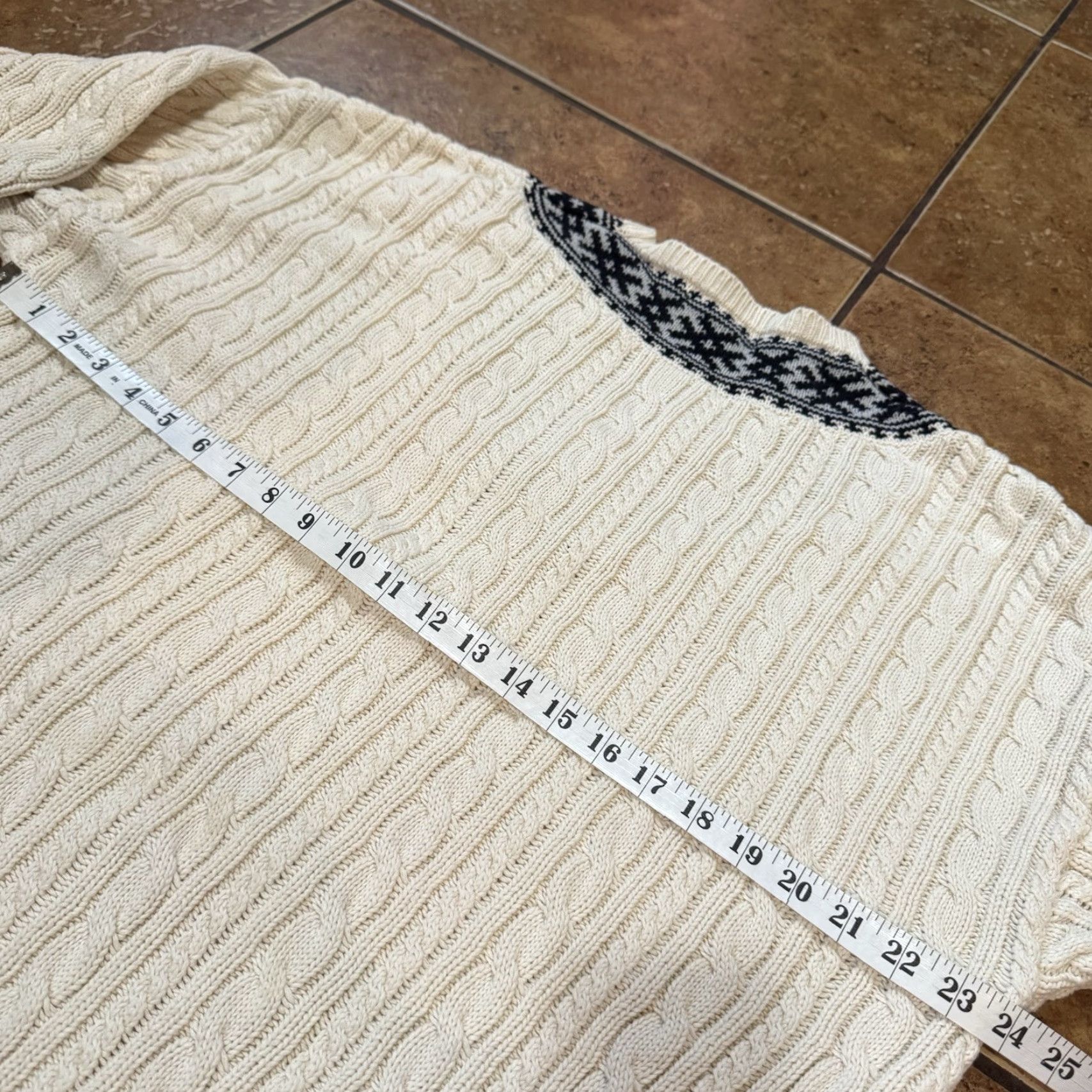 Banana Republic VINTAGE Banana Republic Varsity Tennis Sweater Men Cable Knit L Ivory 90s Preppy Ivy League Pickleball Tennis Pullover V-Neck Sweatshirt Mens Large Size US L / EU 52-54 / 3 - 8 Thumbnail