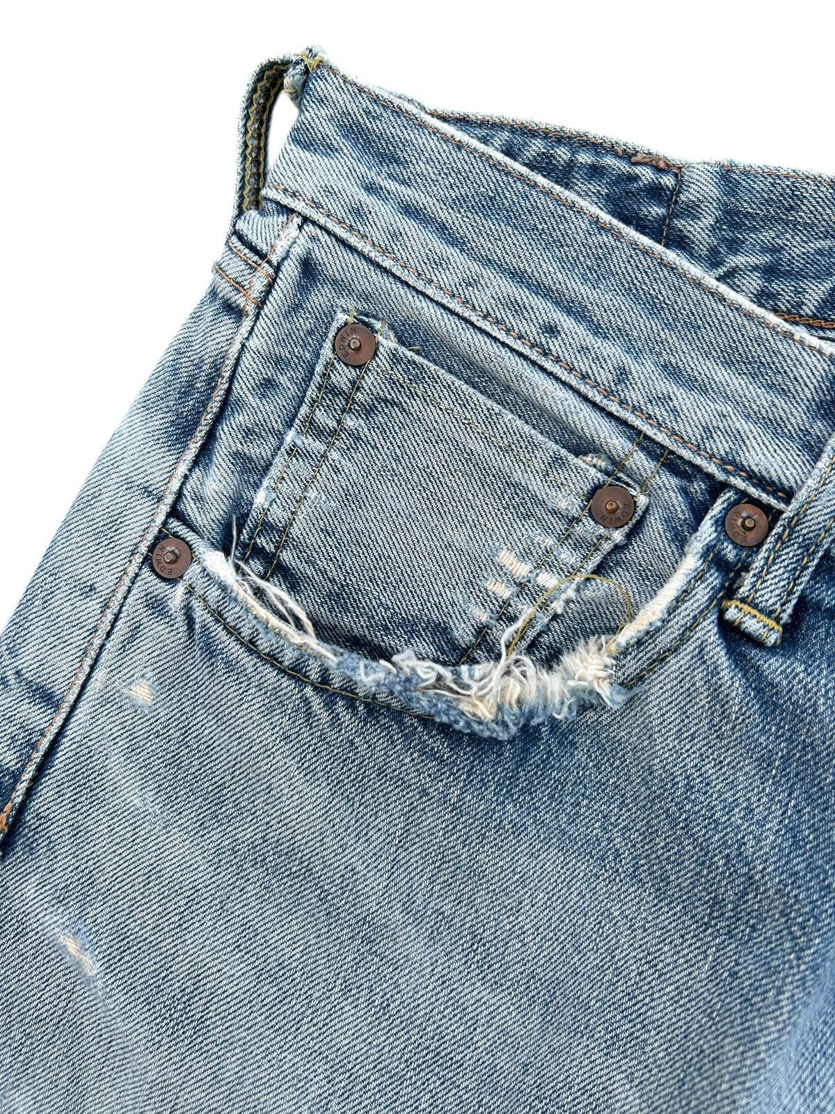 Kapital VINTAGE EDWIN 505X SELVEDGE DISTRESSED DENIM JEANS Size US 29 - 5 Thumbnail