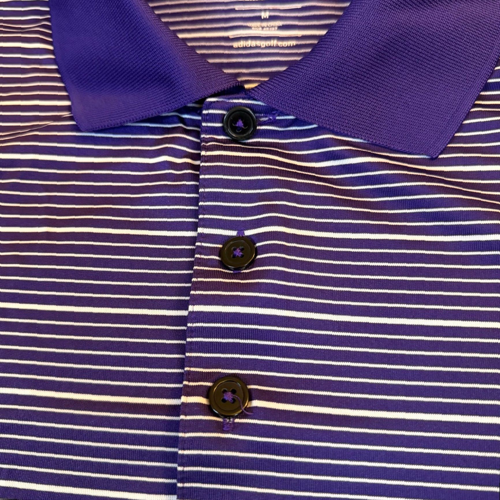 Adidas Adidas Polo Shirt Mens M Purple White Striped Climalite Golf Breathable Quick Dry Athletic Casual Sports Shirt Size US M / EU 48-50 / 2 - 4 Thumbnail