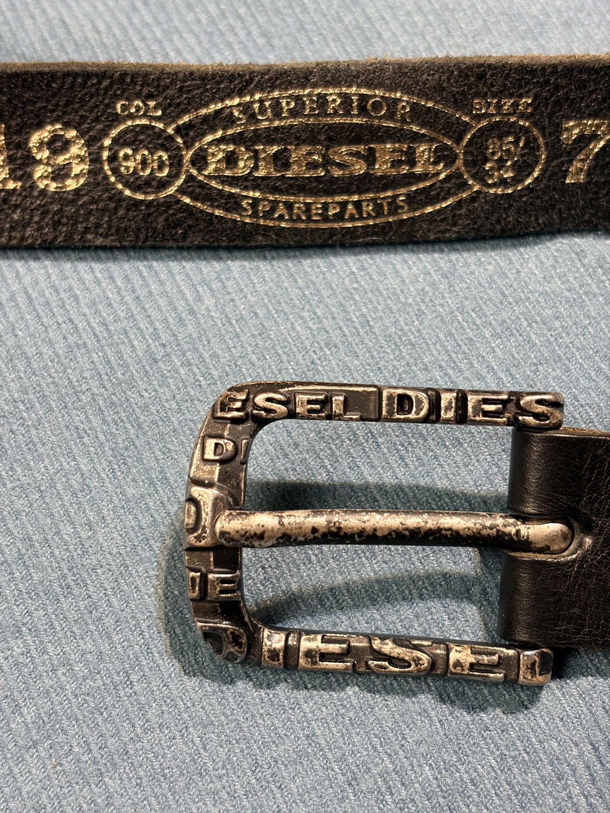Diesel Y2K Diesel Engraved Logo Buckle Black Dip Brass Belts Size ONE SIZE - 4 Thumbnail