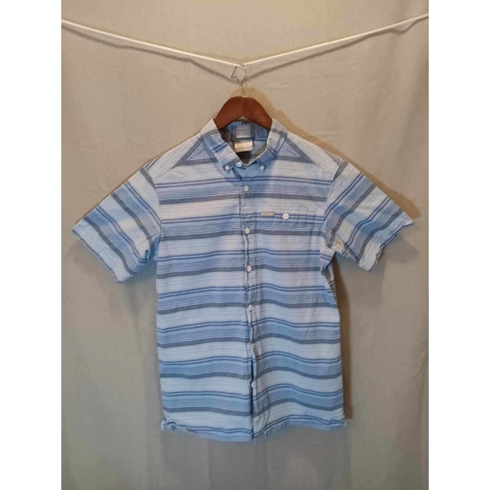 Columbia Columbia Blue Striped Men's Small Button Up Shirt Size US S / EU 44-46 / 1 - 1 Thumbnail
