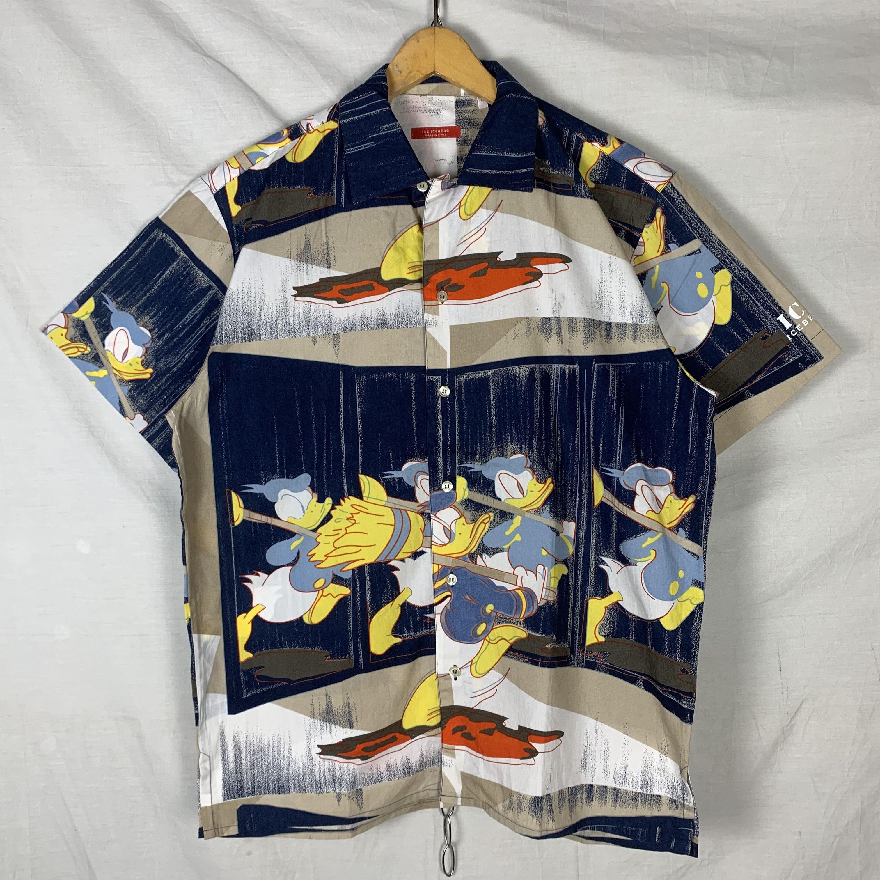 image of Disney x Iceberg Icerberg History Donald Duck Shirt, Men's (Size Medium)
