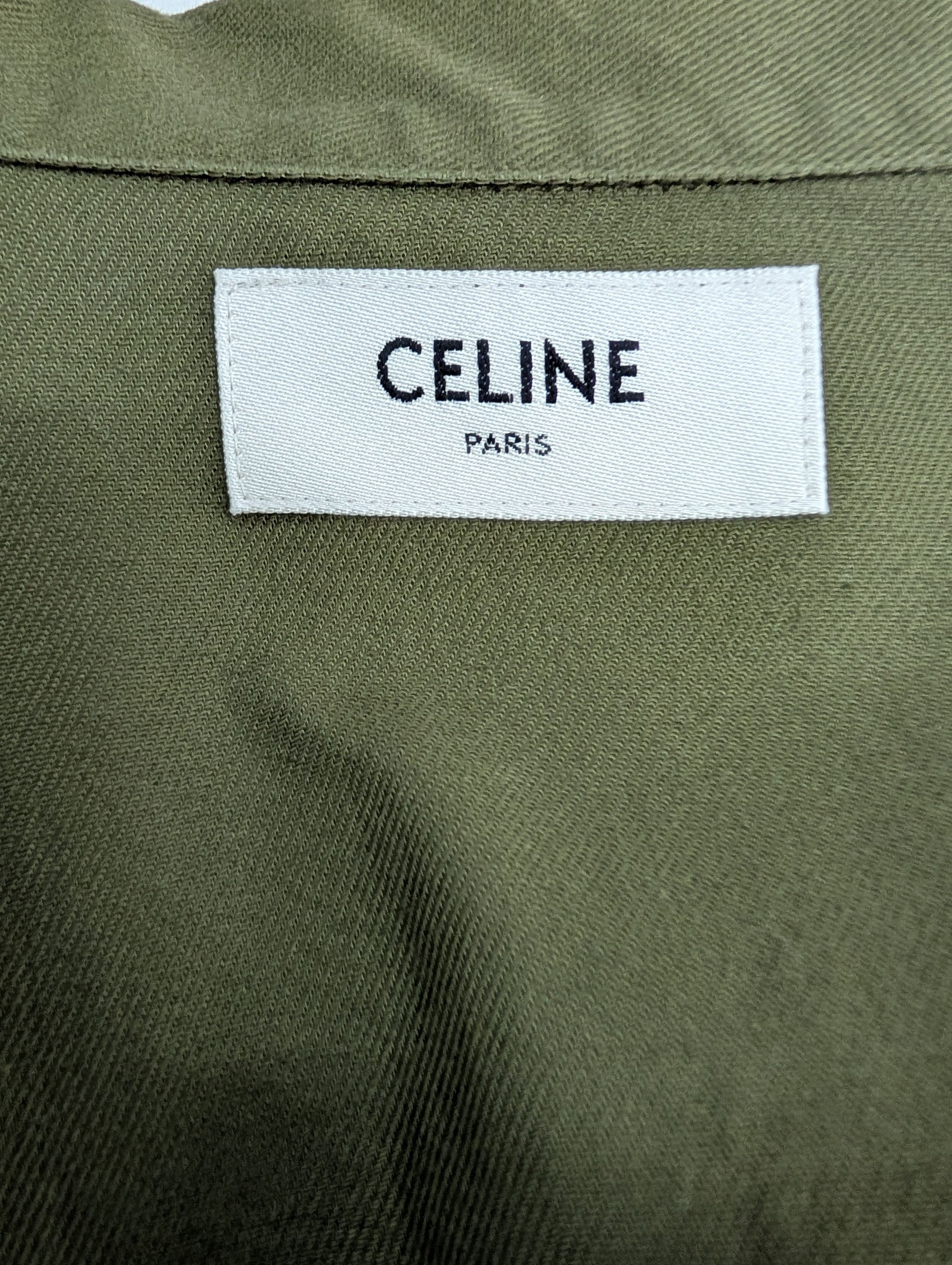 Celine Khaki Short Sleeve Shirt With Logo Buttons Size S / US 4 / IT 40 - 6 Thumbnail
