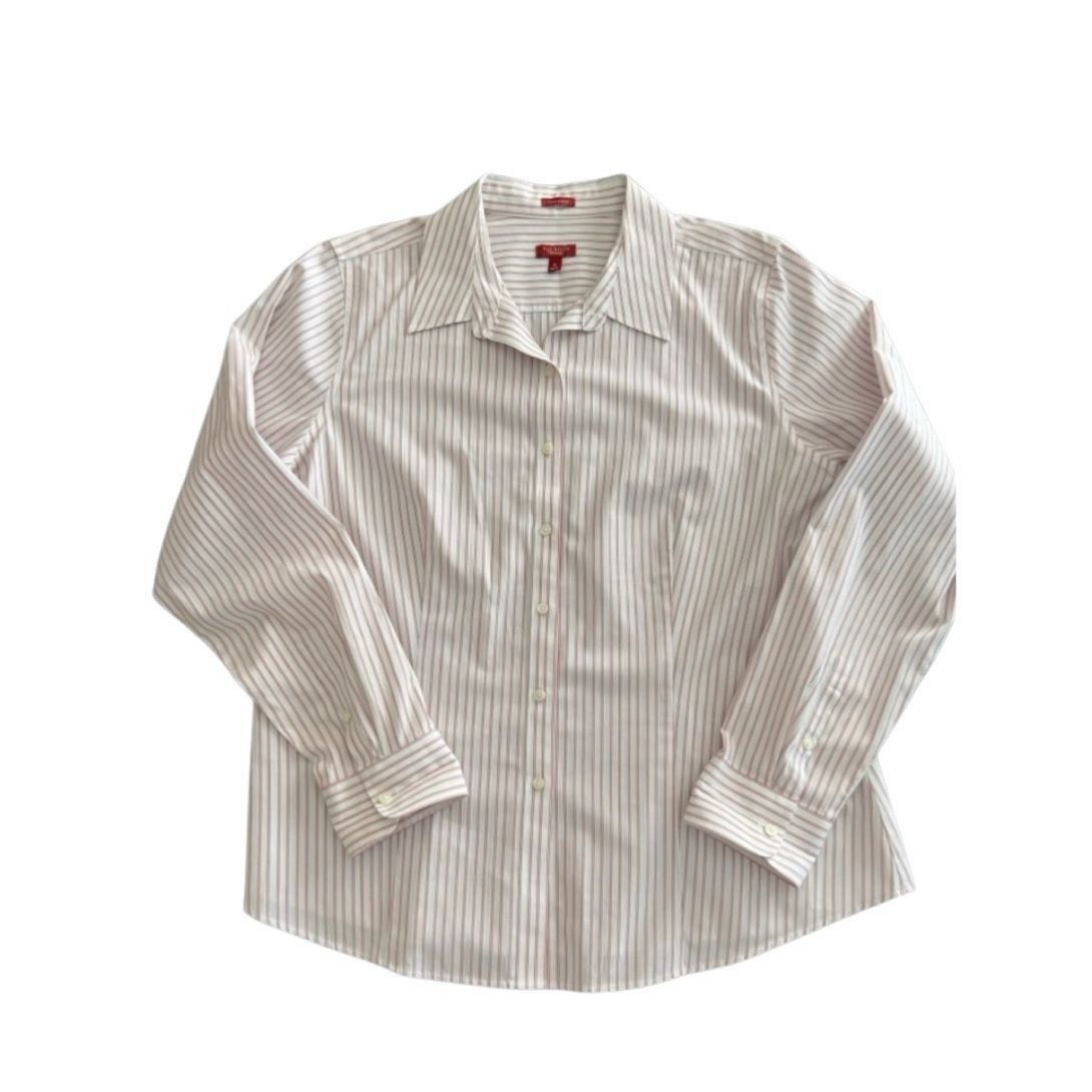 Robert Talbott Women's Talbots White & Pink Striped Button Down Shirt Size Size XL / US 12-14 / IT 48-50 - 1 Thumbnail