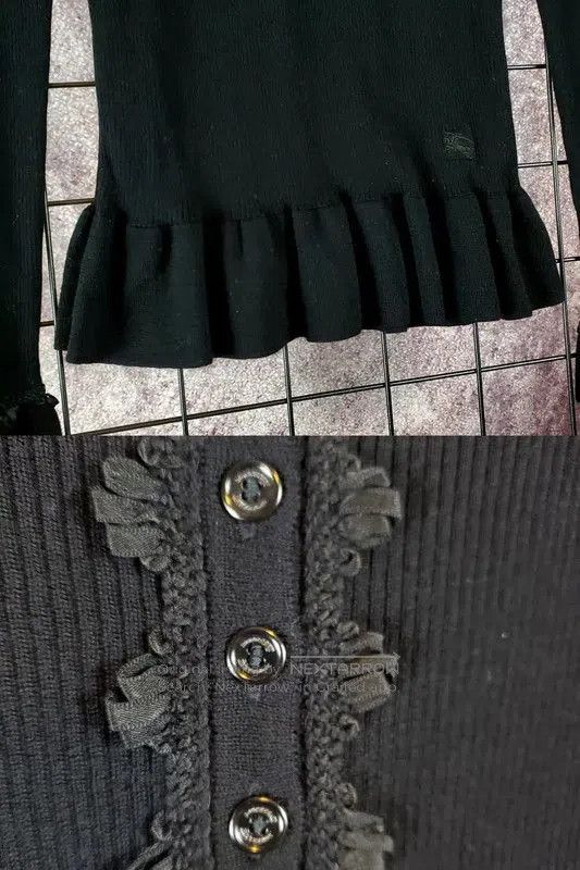 Burberry Burberry Black Wool Embroidered Long Sleeve Top. Size S / US 4 / IT 40 - 6 Thumbnail
