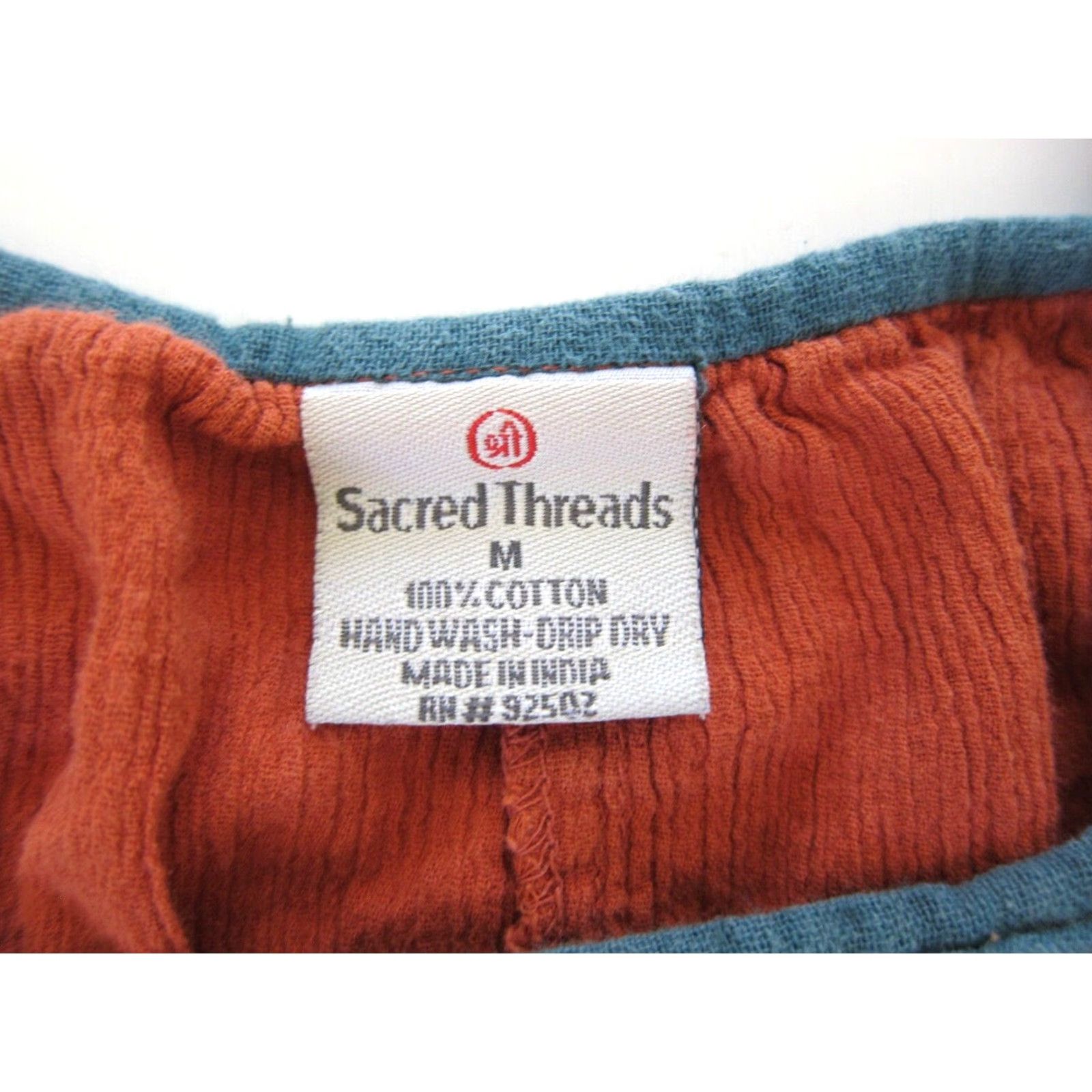 Vintage Sacred Threads Blouse Shirt 100% Cotton Orange Embroidered Floral Short Sleeve Tunic M Women Size M / US 6-8 / IT 42-44 - 4 Thumbnail