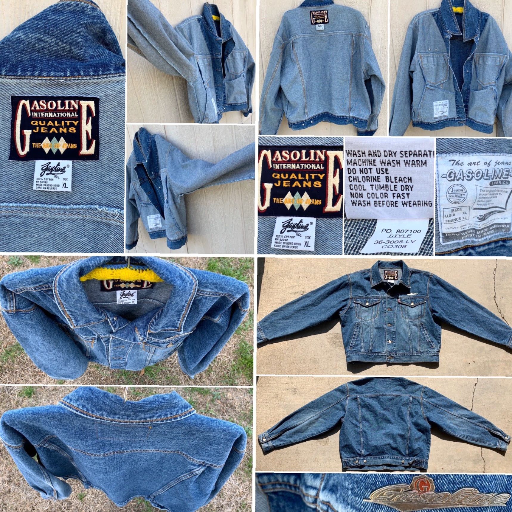 Denime VINTAGE Gasoline Jeans Denim Jacket XL XL USA FRANCE 80s 1980s Blue Denim Jacket Gasoline Jeans Vintage Jacket Mens Womens Size US 36 / EU 52 - 4 Thumbnail