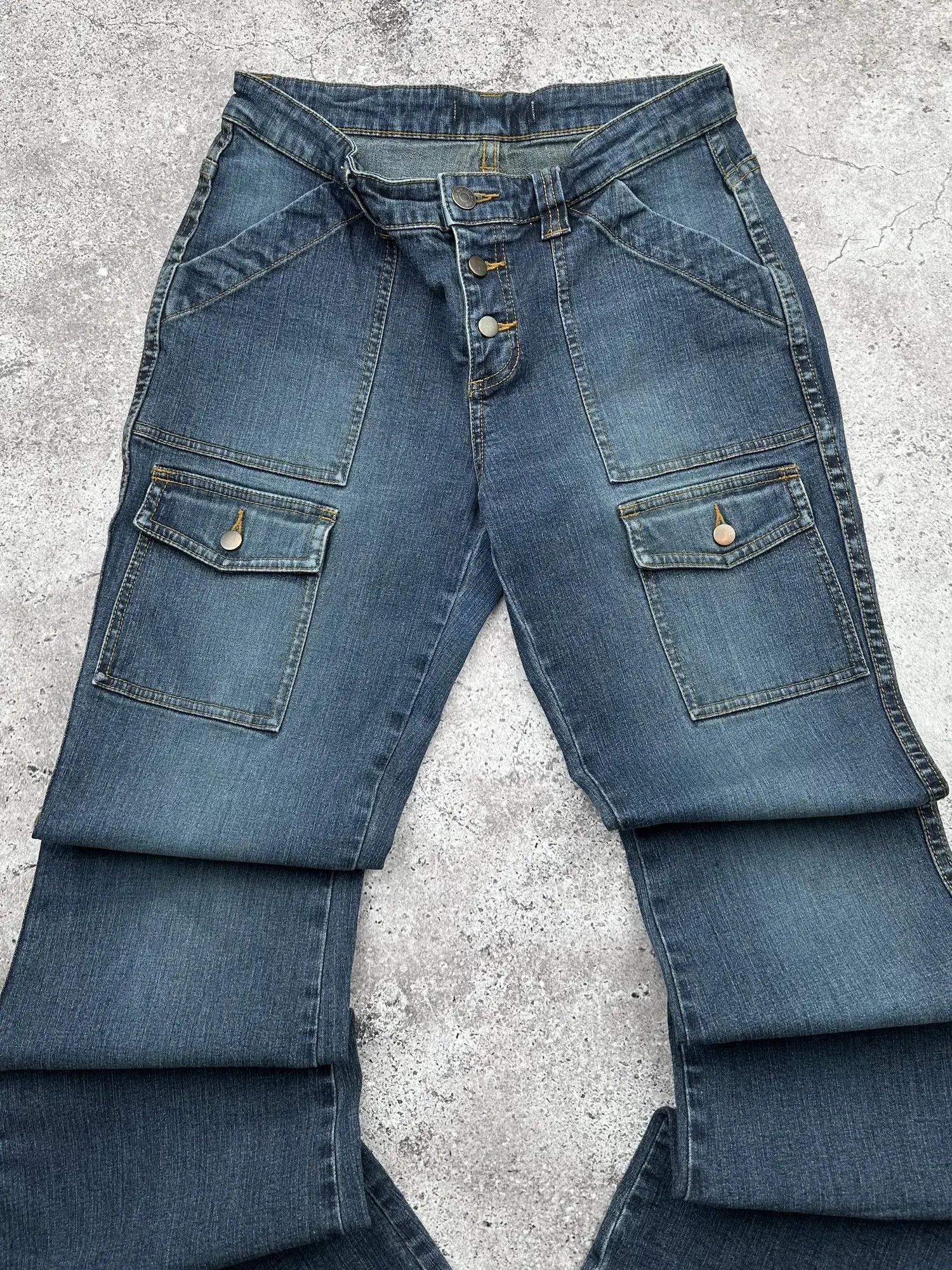 Japanese Brand Vintage Cargo Flare Jeans C258(V546) Size 27" / US 4 / IT 40 - 2 Thumbnail