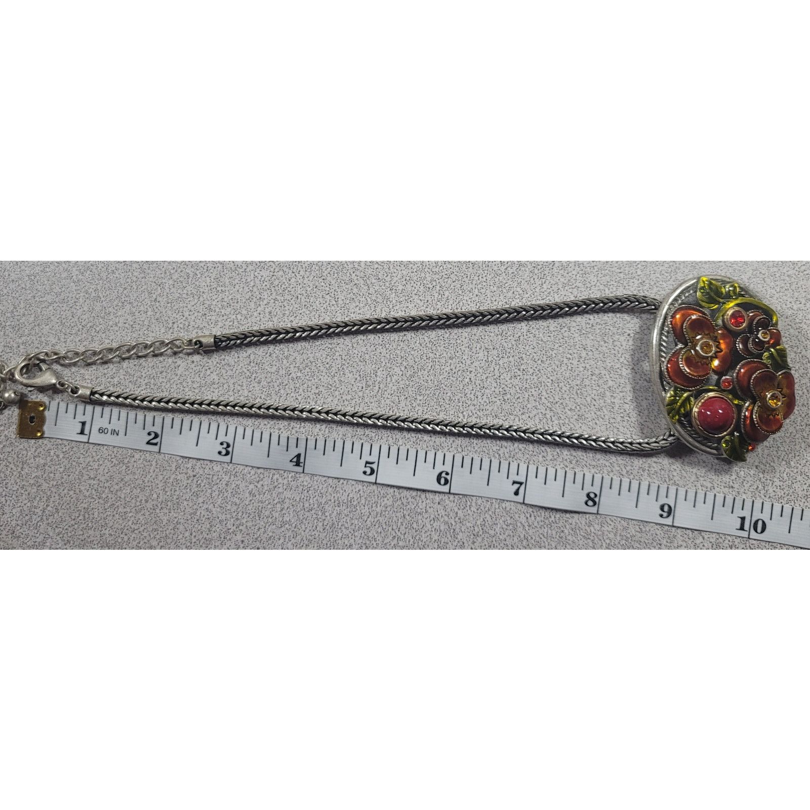 Other Red Green Butterfly Floral Pendent Wheat Chain 10" Necklace Size ONE SIZE - 3 Thumbnail