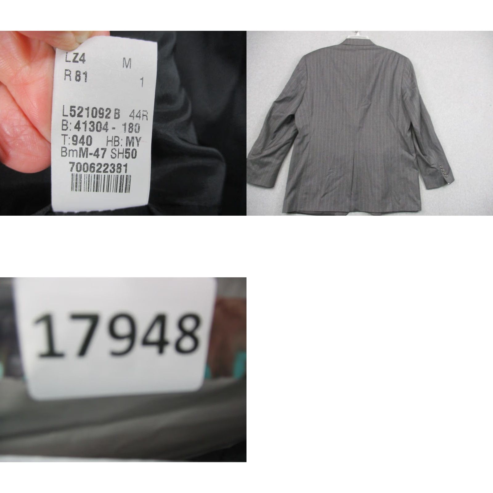 Ralph Lauren Lauren Ralph Lauren Blazer Mens 44R Gray Pinstripe 100% Wool Two Button Jacket Sl Size 44R - 9 Thumbnail