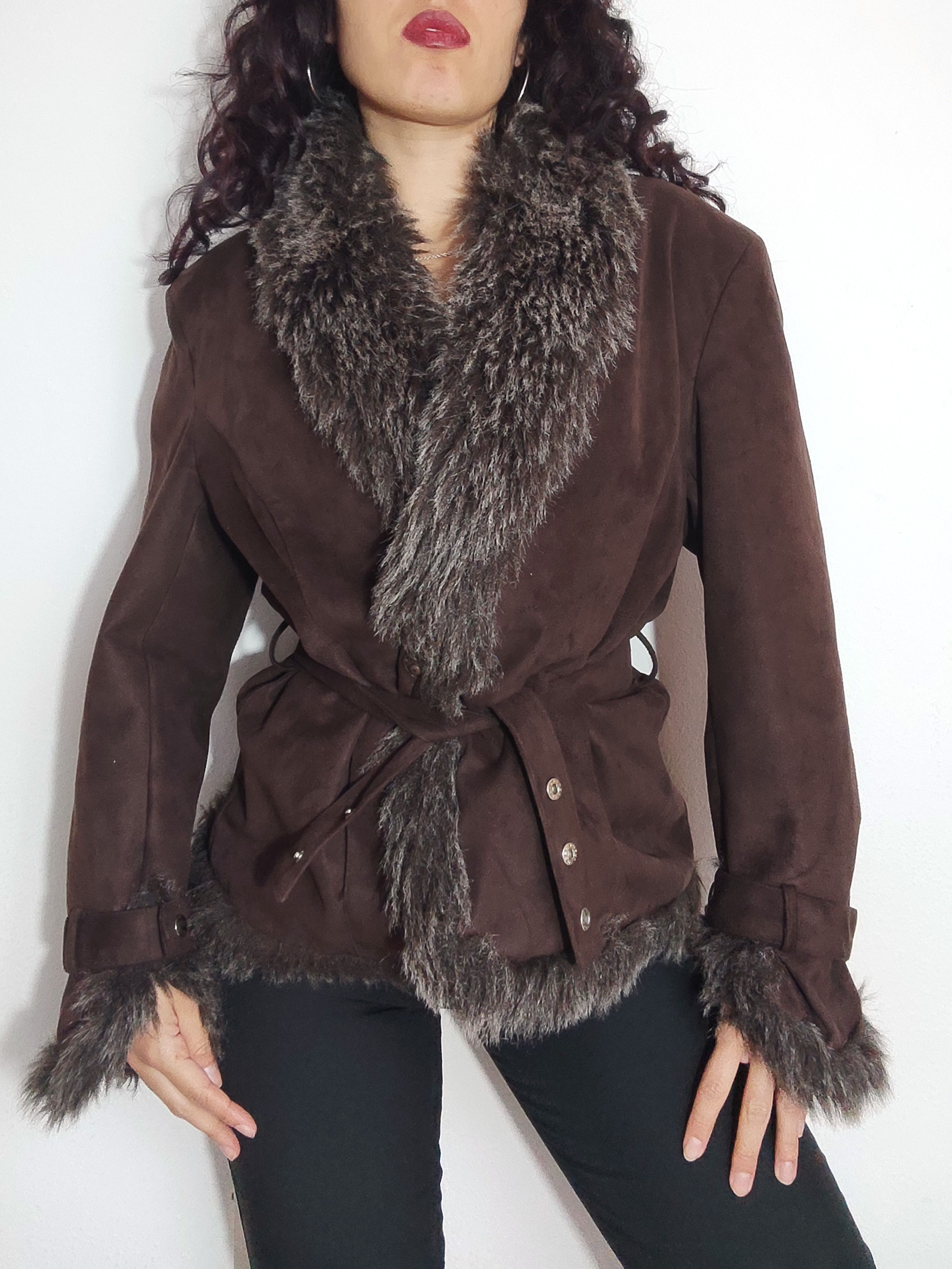 Vintage Vintage Y2k Brown Penny Lane Jacket with Faux Fur trim Size XL / US 12-14 / IT 48-50 - 4 Thumbnail