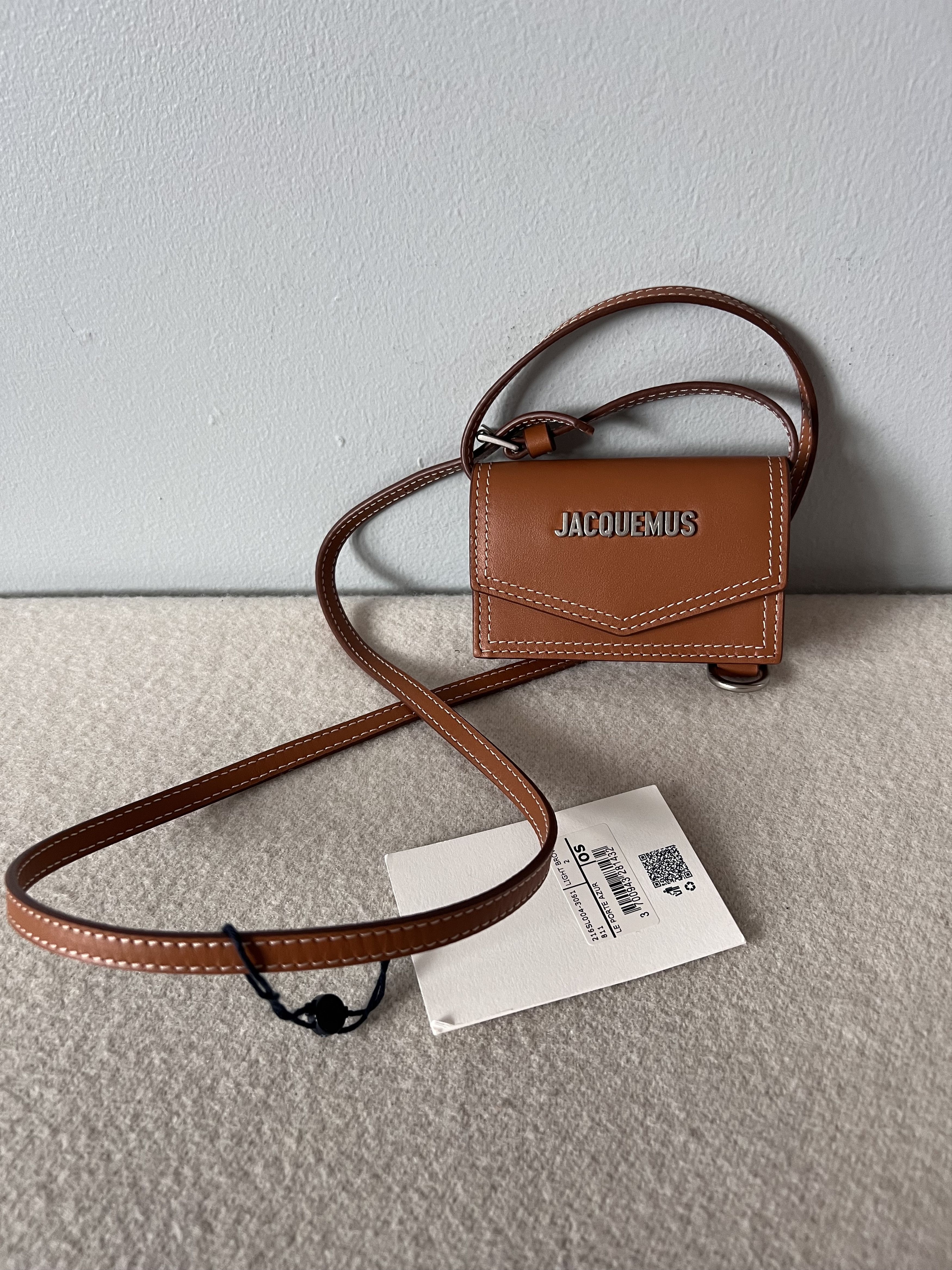 Jacquemus Le Porte Azur Leather Envelope Bag In Light Brown, Men's