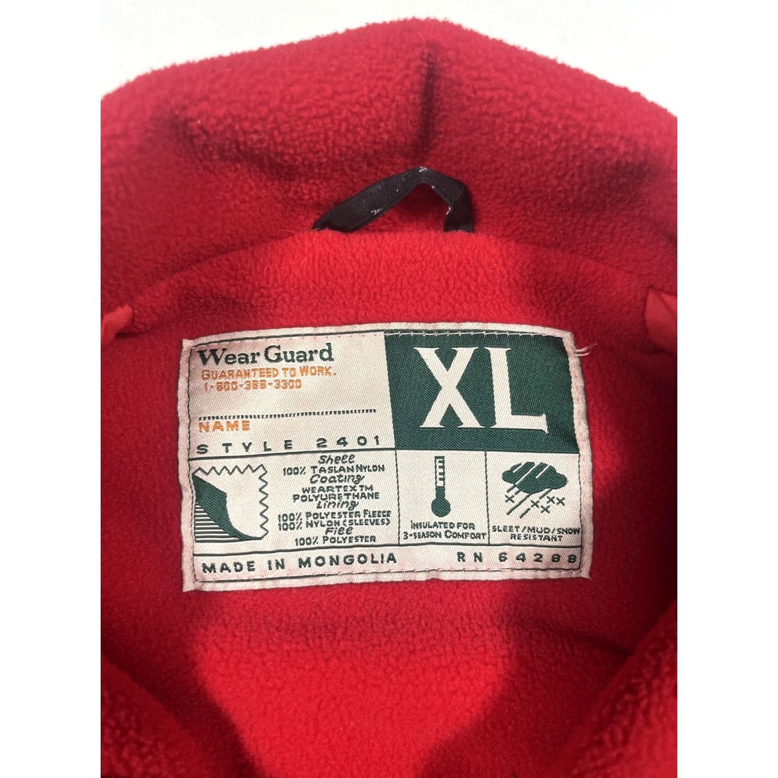 Vintage WearGuard Jacket Mens XL Red Black Nylon Fleece Lined Insulated Bomber Workwear Size US XL / EU 56 / 4 - 3 Thumbnail