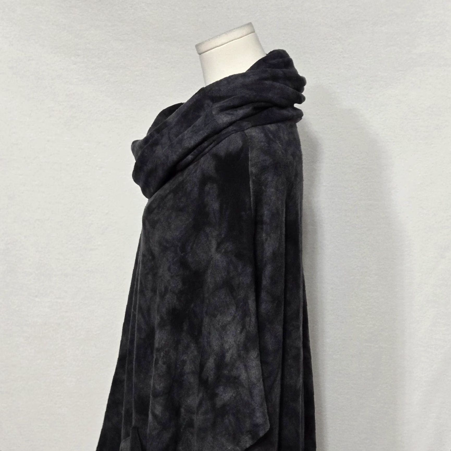 Vintage French Kyss Cape Sweater Womens 2 Gray Geometric Cowl Neck Lightweight Poncho Size XS / US 0-2 / IT 36-38 - 3 Thumbnail
