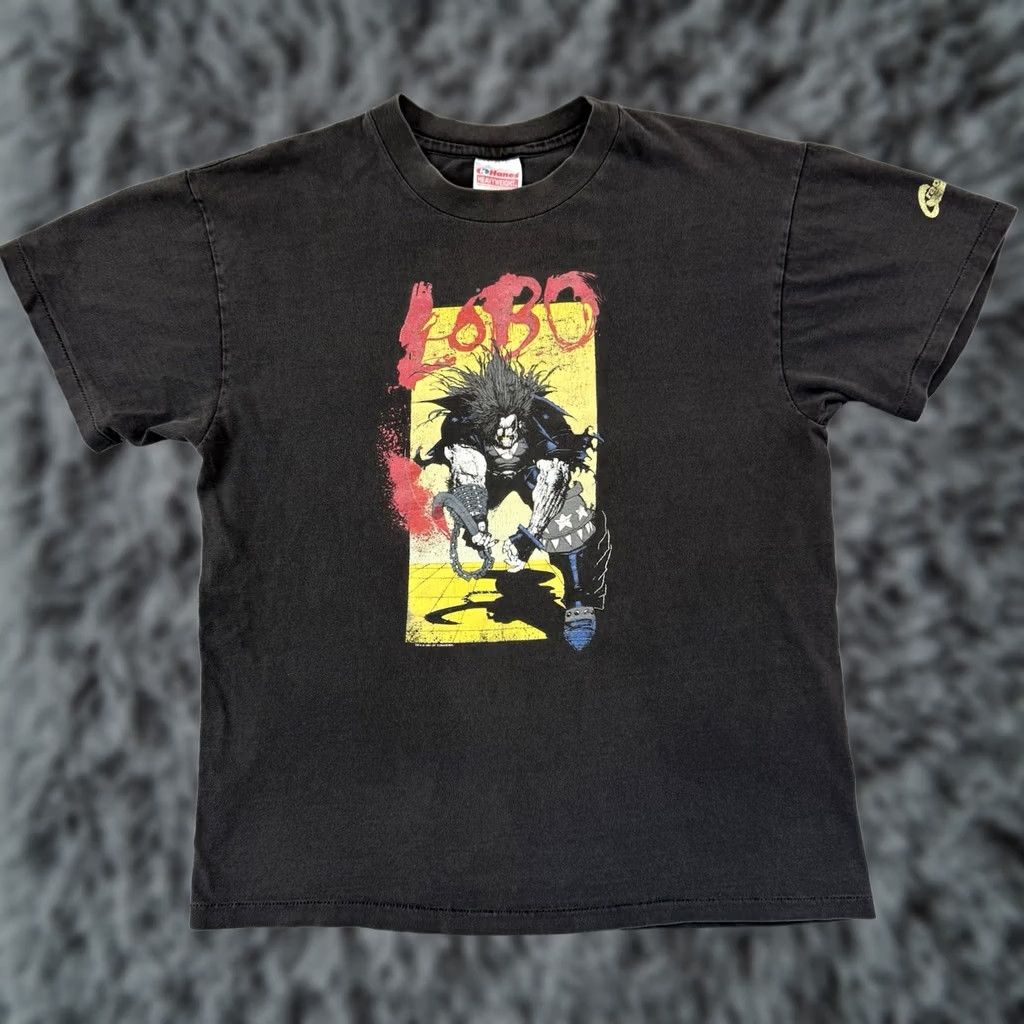 Hanes Vintage Lobo Shirt Mens Large Black DC Comics Graphitti 90s Short Sleeve Promo Size US L / EU 52-54 / 3 - 1 Thumbnail