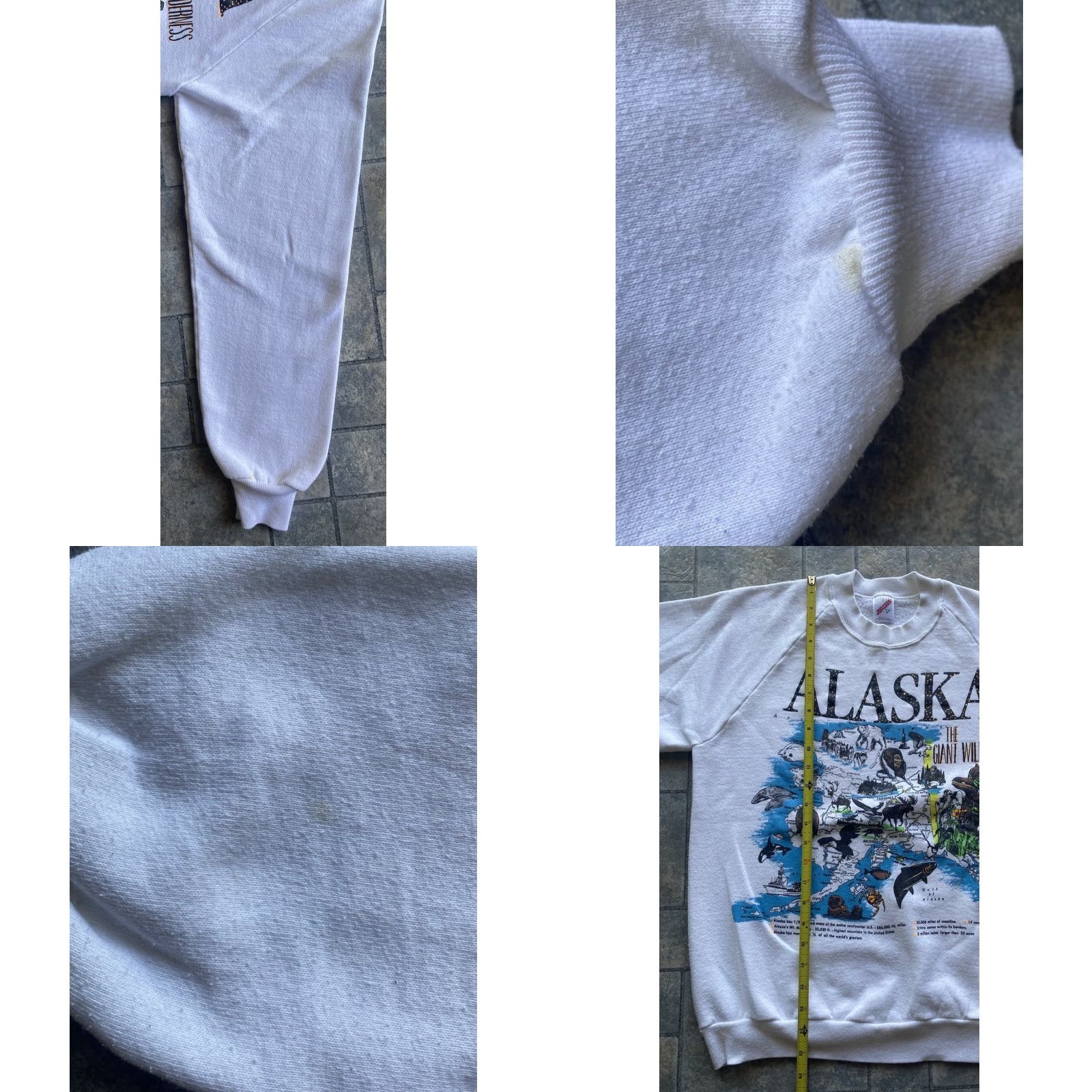 Jerzees VINTAGE Jerzees Sweatshirt Men L White Alaska Map The Great Wilderness Made in USA Pullover | Mens Size US L / EU 52-54 / 3 - 8 Thumbnail