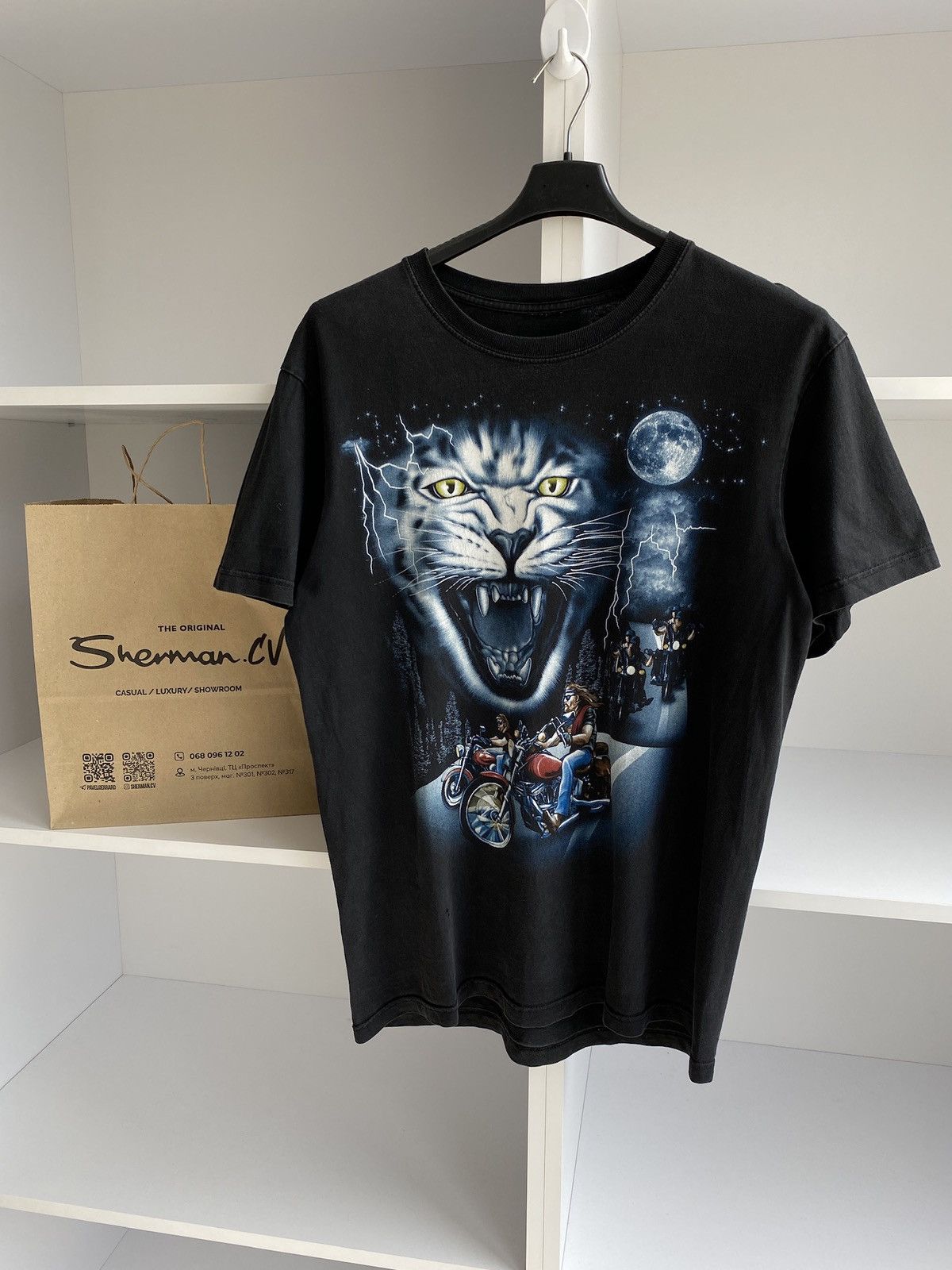 Harley Davidson × Vintage Harley Davidson tee 3D style moon night cat Size US M / EU 48-50 / 2 - 3 Thumbnail