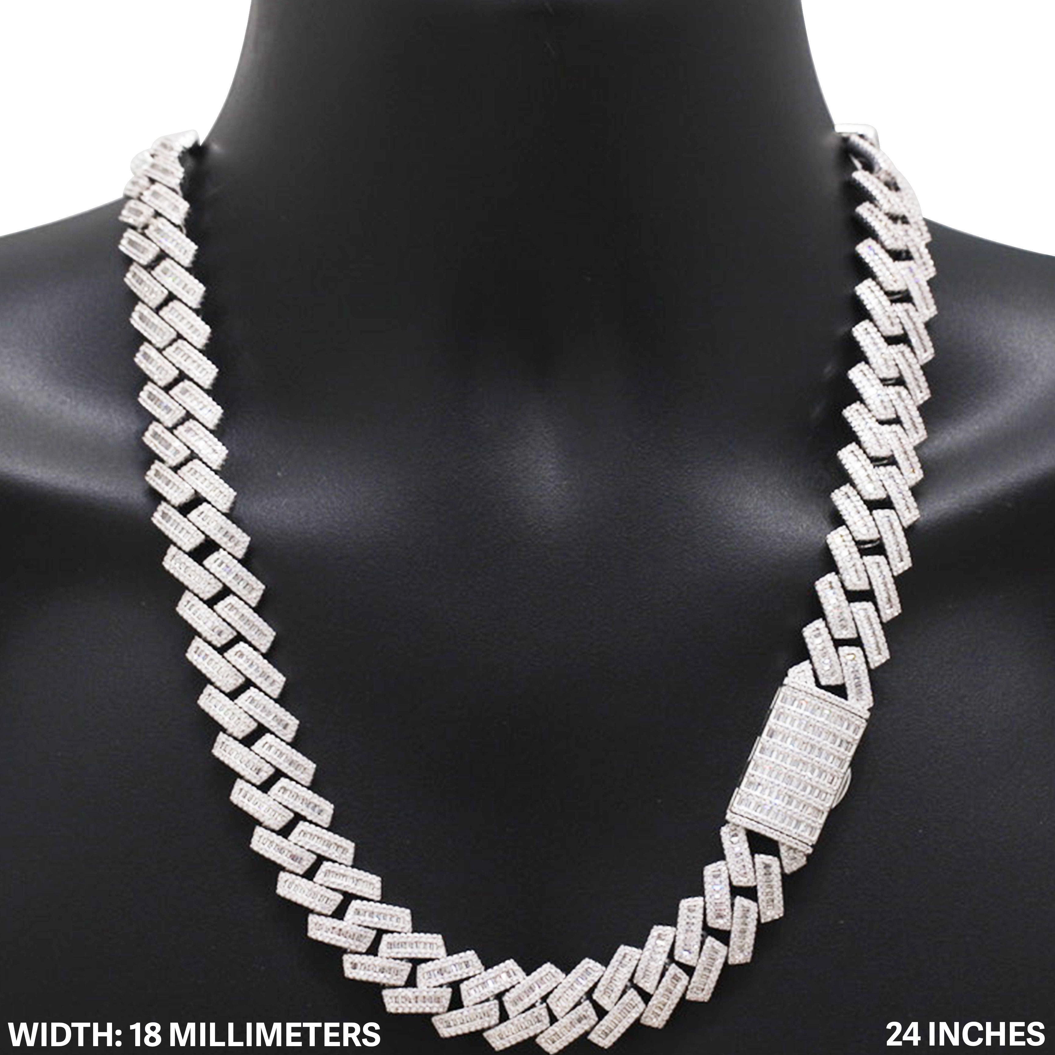 Other 14k White Gold Plated AAA CZ 18mm Cuban Chain Necklace 24” Size ONE SIZE - 1 Thumbnail