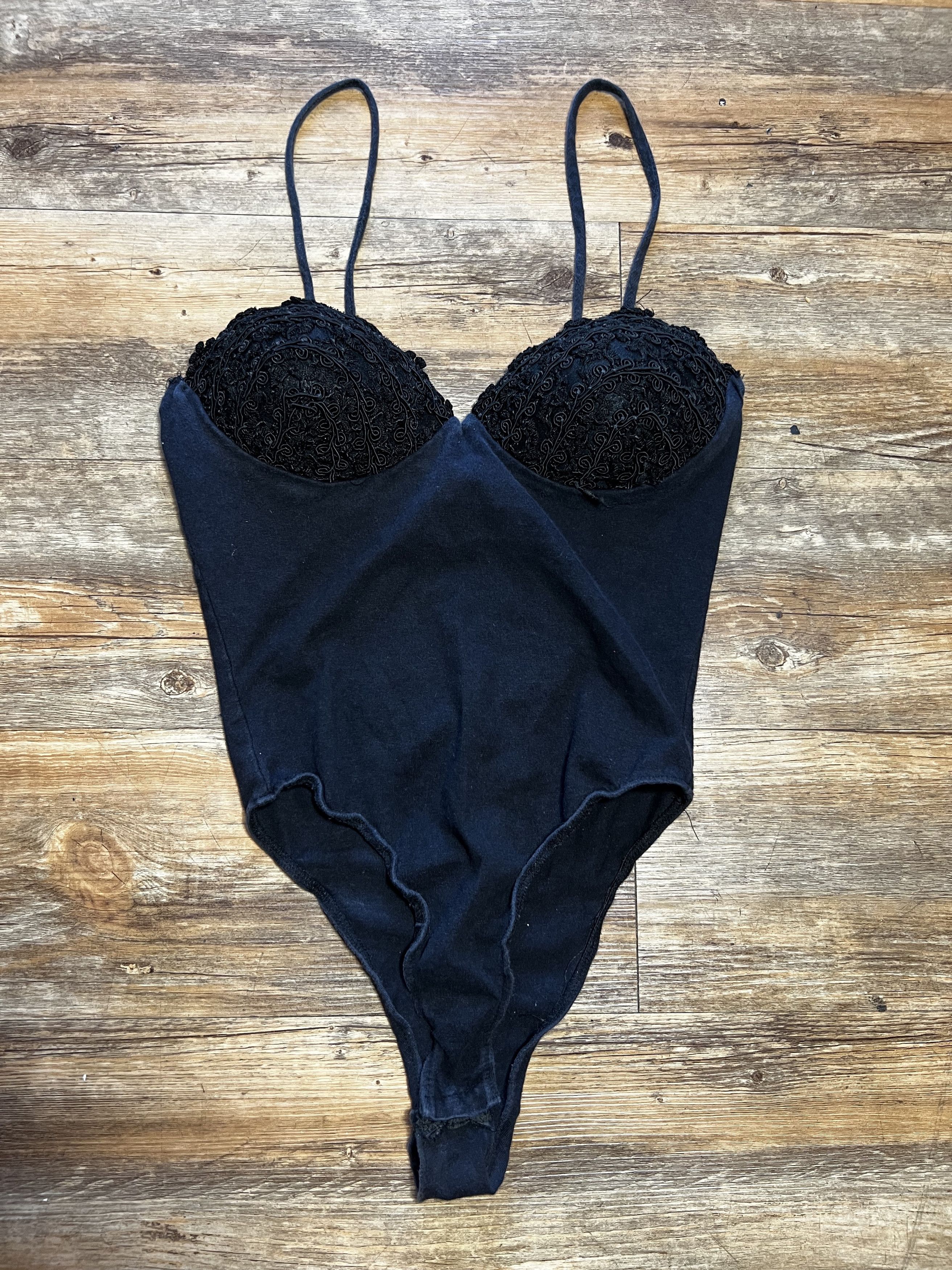 Vintage Vintage 1980's Hanna Casual Black Busier Leotard Bodysuit Size S / US 4 / IT 40 - 1 Thumbnail