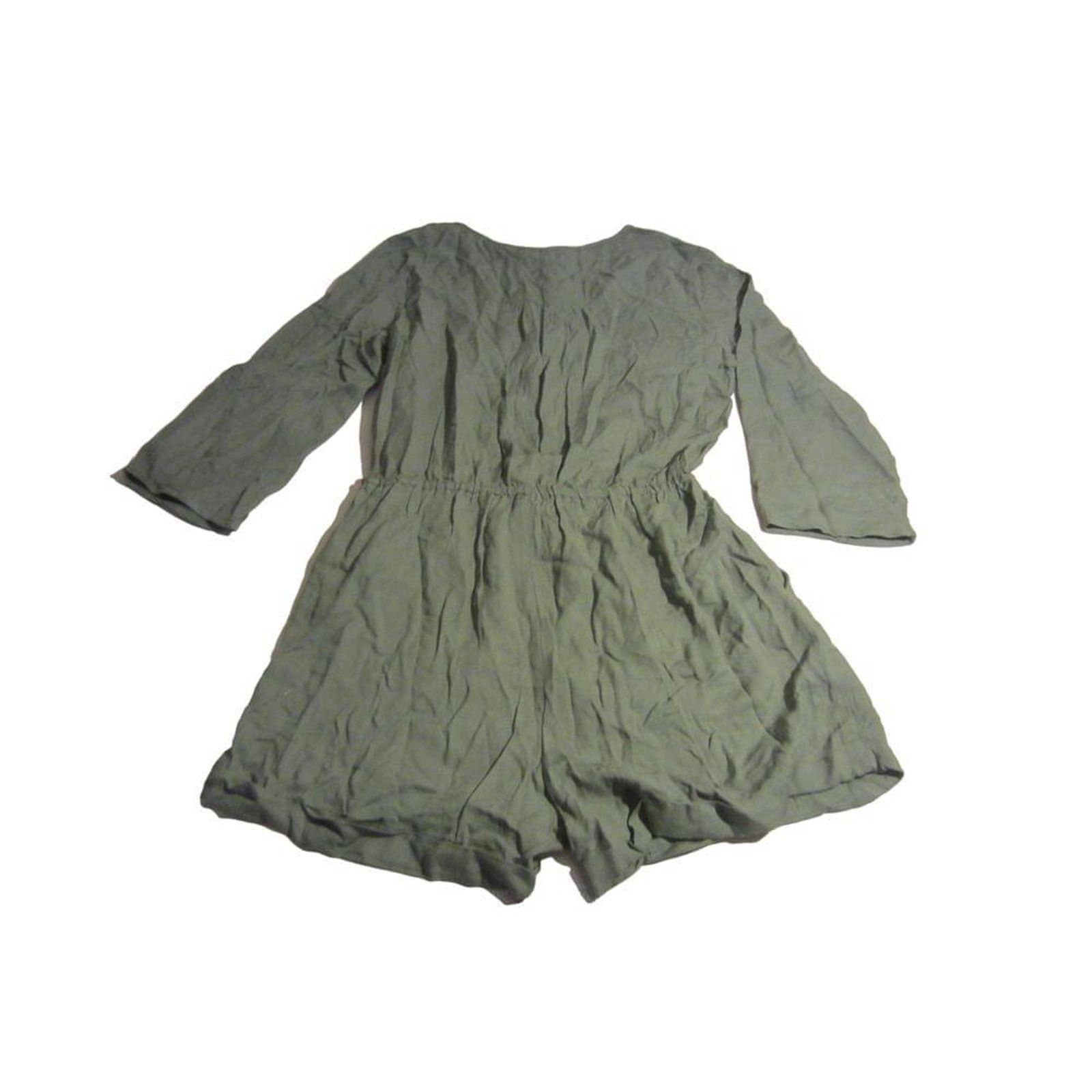 Other Olive Green Button Front Long Sleeve Romper IRIS M Size 28" / US 6 / IT 42 - 6 Thumbnail