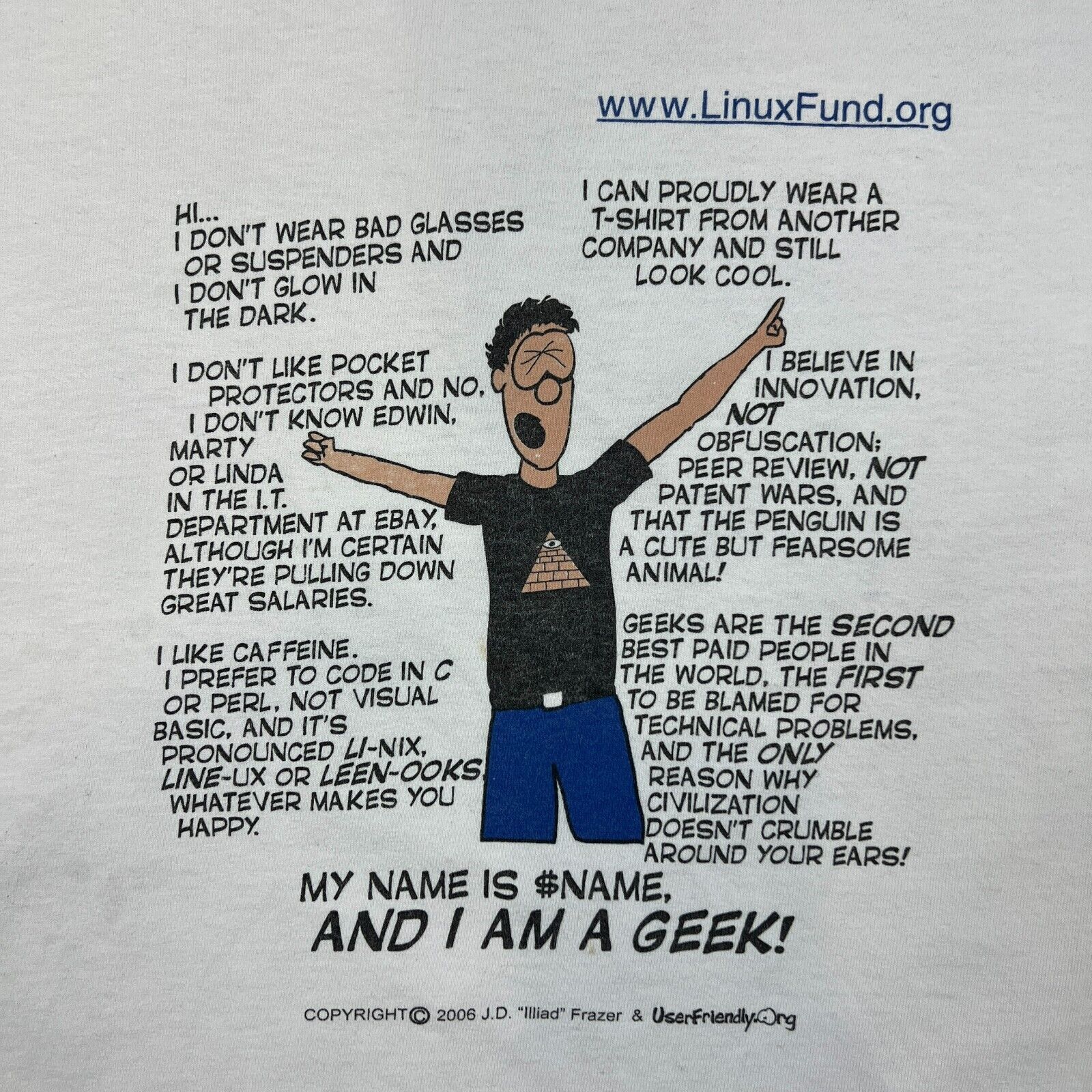 Vintage Vintage 2006 Linux Fund T Shirt I Am A Geek Tech Promo Tee Size US L / EU 52-54 / 3 - 2 Thumbnail