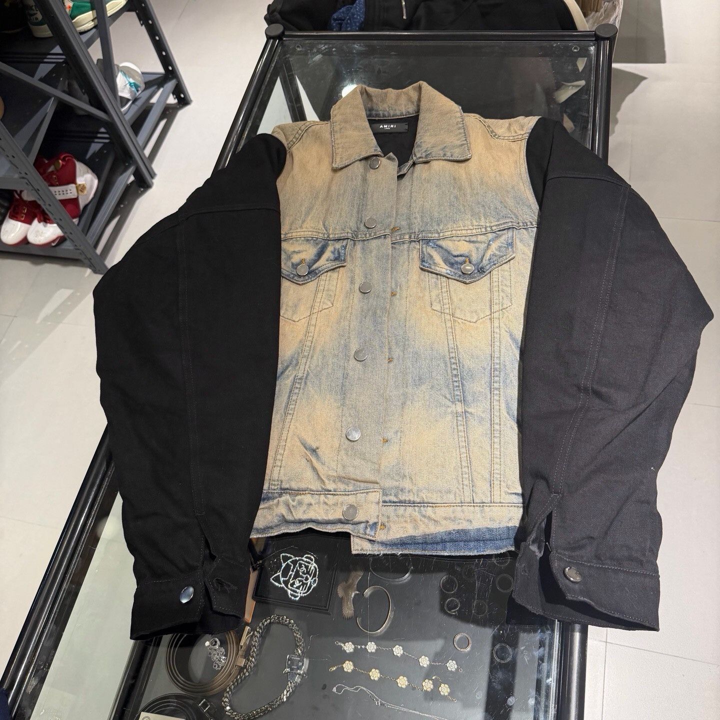 Amiri amiri two tone denim jacket for men Size US L / EU 52-54 / 3 - 1 Thumbnail