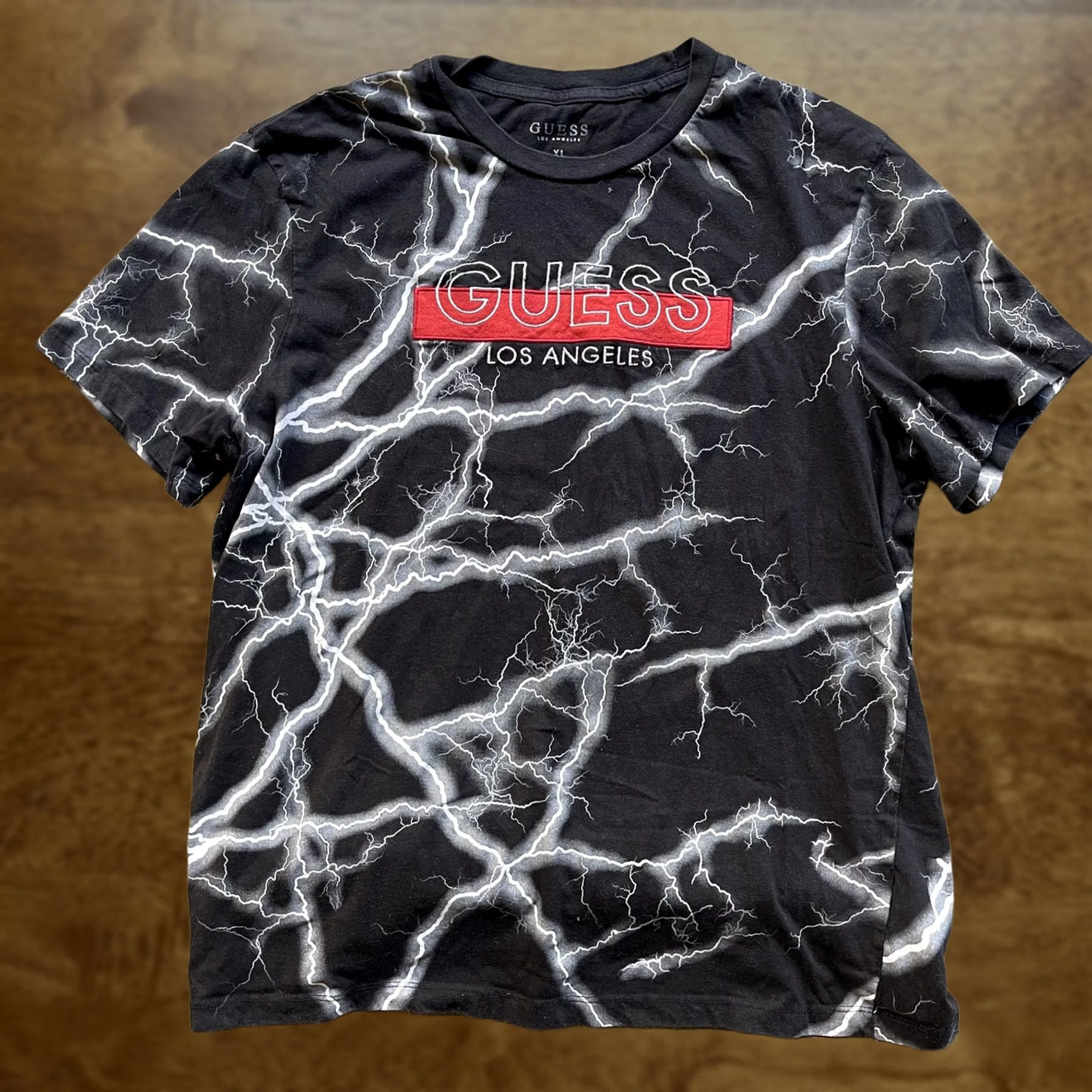Guess Guess Shirt Mens XL Black Lightning Graphic Los Angeles Logo Streetwear Size US XL / EU 56 / 4 - 1 Thumbnail