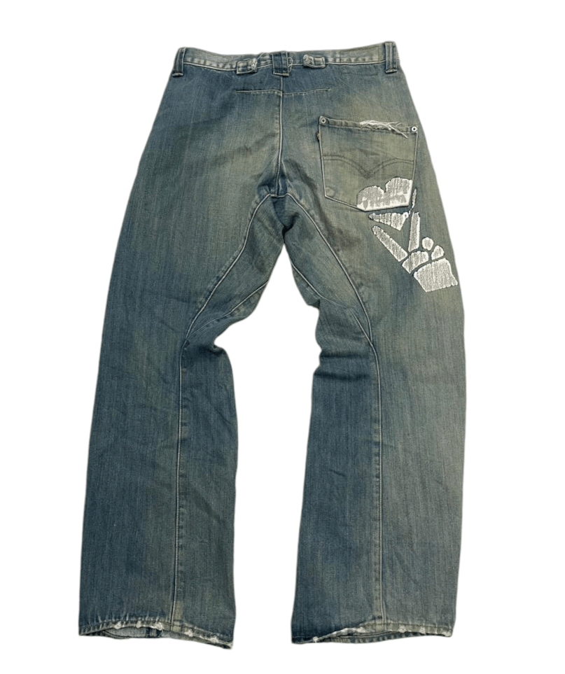 Japanese Brand × Levi's Vintage Clothing 🔥 RARE LEVIS ENGINEERED LOOSE DISTRESSED DENIM Size US 33 - 1 Thumbnail