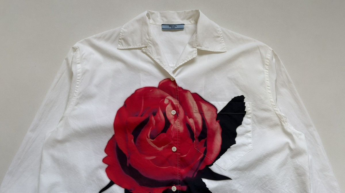 Prada S/S 19 ‘Red Rose Stencil’ Print Shirt Size US L / EU 52-54 / 3 - 4 Thumbnail
