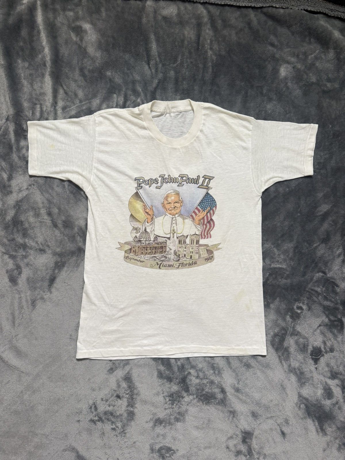 Vintage 1987 Pope John Paul II Miami FL Tee Single Stitch Vintage Size US M / EU 48-50 / 2 - 1 Thumbnail