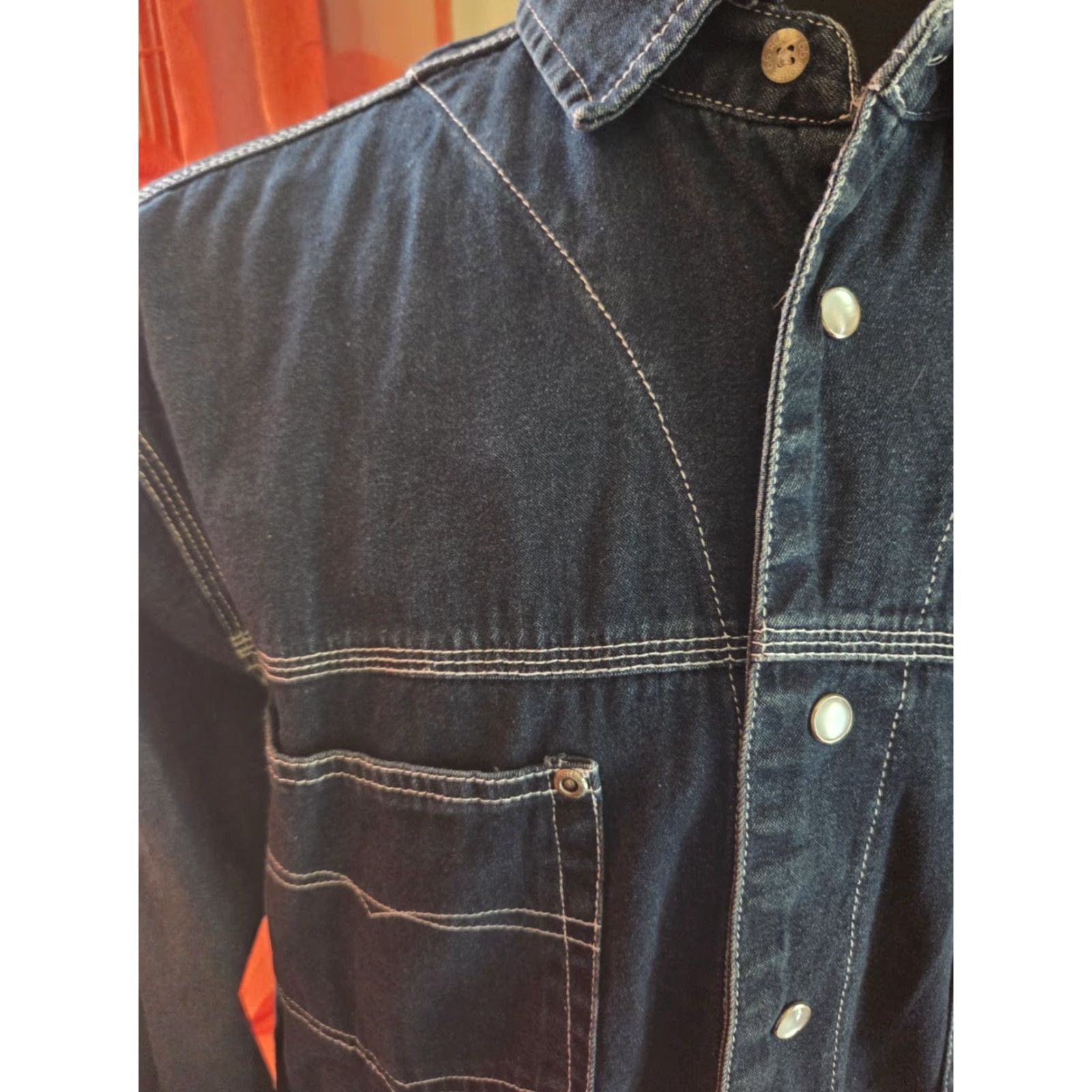 Route 66 Route 66 Mens Shirt Denim Size M Western Workwear Pearl Snap Pockets NWT Blue Cotton Button-Up Regular Fit Collared Cowboy Western Theme Mens Size US M / EU 48-50 / 2 - 2 Thumbnail