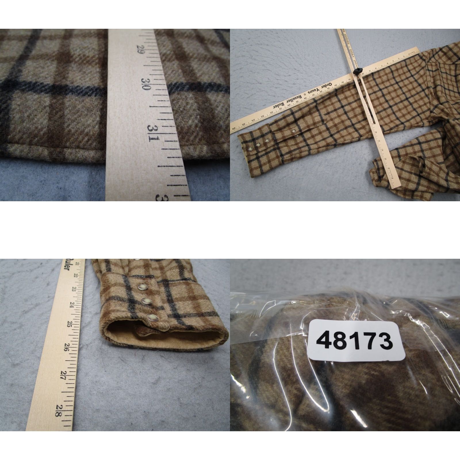 Vintage VINTAGE True Grit Mens Bomber Jacket Casual Fall Winter Adult Medium Brown Wool Check 90s Western Pearl Snaps USA Size US M / EU 48-50 / 2 - 8 Thumbnail