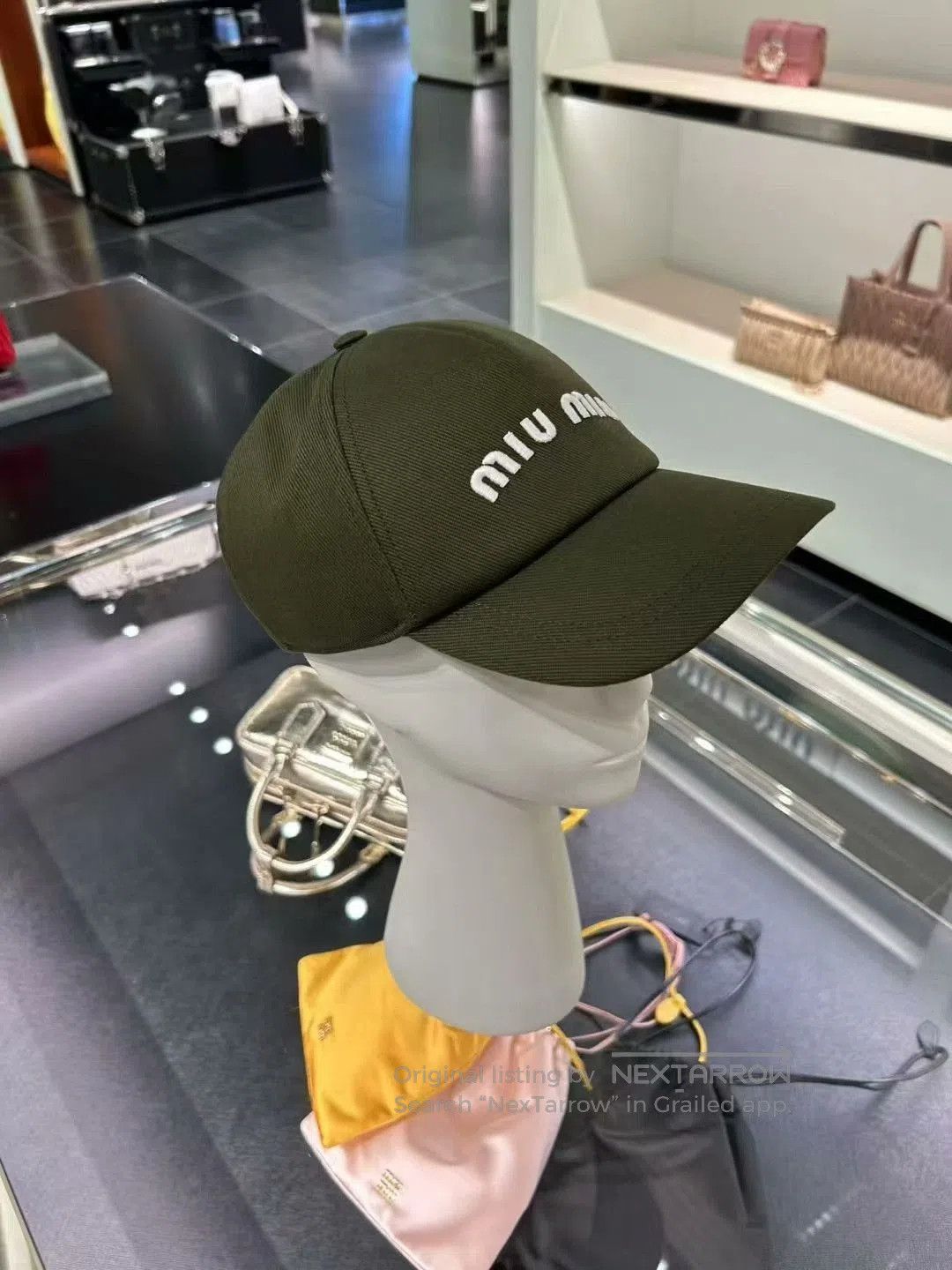 Miu Miu MIUMIU Olive Green Baseball Cap. Size ONE SIZE - 2 Thumbnail