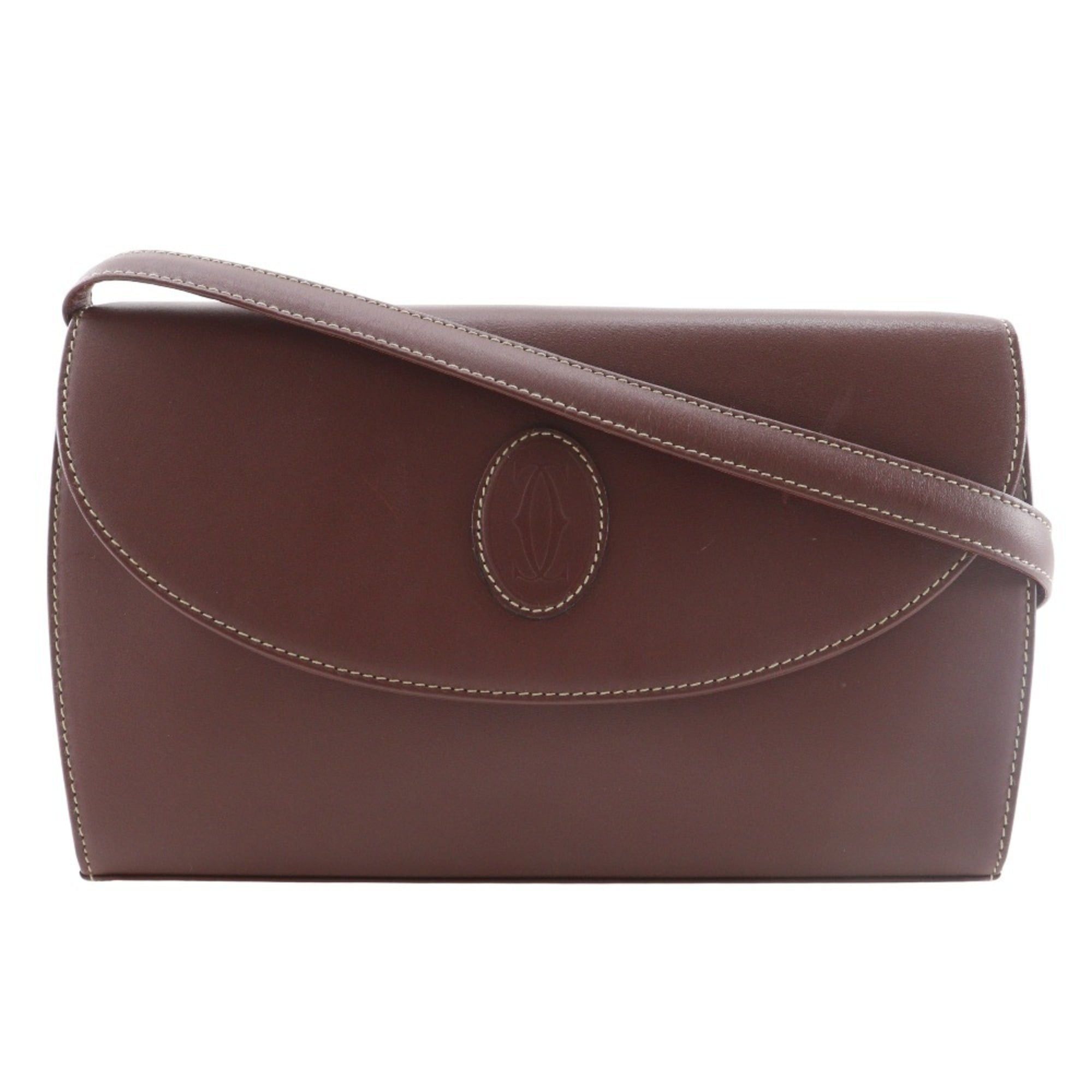 Cartier Cartier Must Line Shoulder Bag/Clutch (2-way) - Calfskin, Bordeaux, 2-way, Snap Button, Women's Size ONE SIZE - 1 Thumbnail