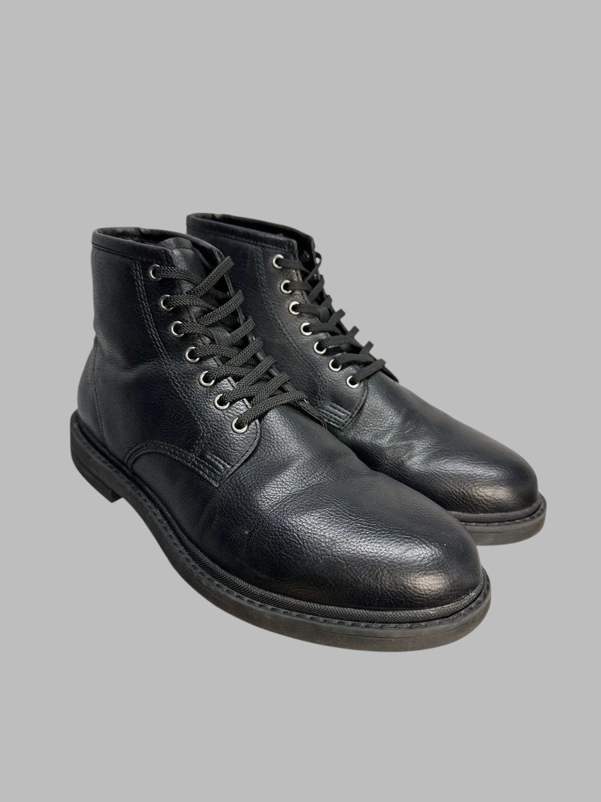 14th Addiction Vintage Black Leather Combat Boots Grunge Military Style Size US 10 / EU 43 - 10 Thumbnail