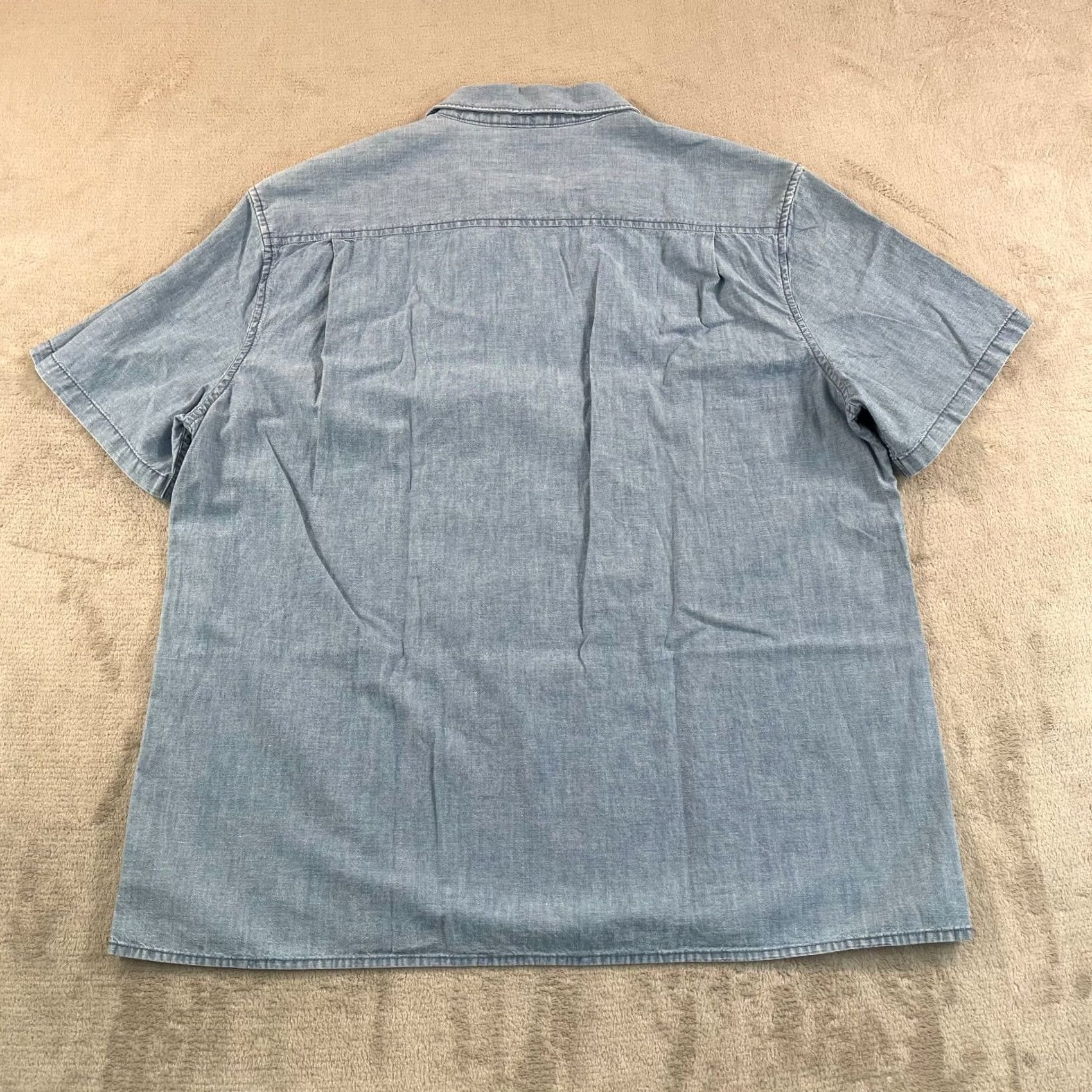 Lucky Brand Lucky Brand Camp Shirt Men XL Blue Chambray Denim Hemp Blend Short Sleeve NWT Size US XL / EU 56 / 4 - 4 Thumbnail