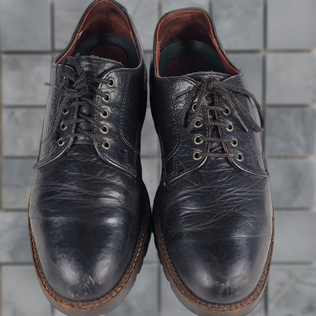 Vintage HS Trask Bison Black Leather Men's Casual Bluchers 5-hole US Size 9 M Shoes Spring Summer Fall Winter Mens Size US 9 / EU 42 - 1 Thumbnail