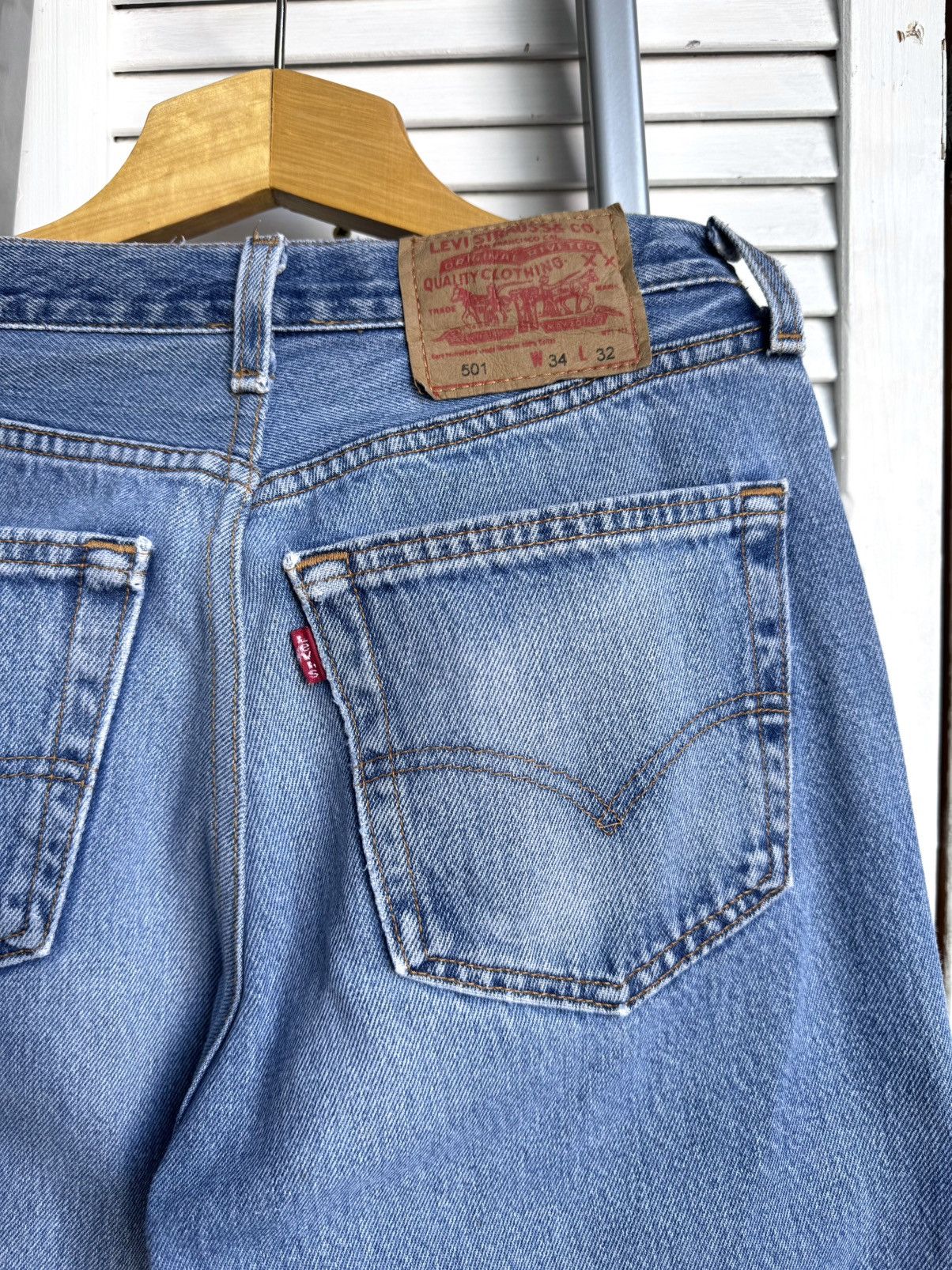 Levi's Vintage Levi’s 501 Rework Distressed Light Blue Wash Jeans Size US 26 / EU 42 - 8 Thumbnail